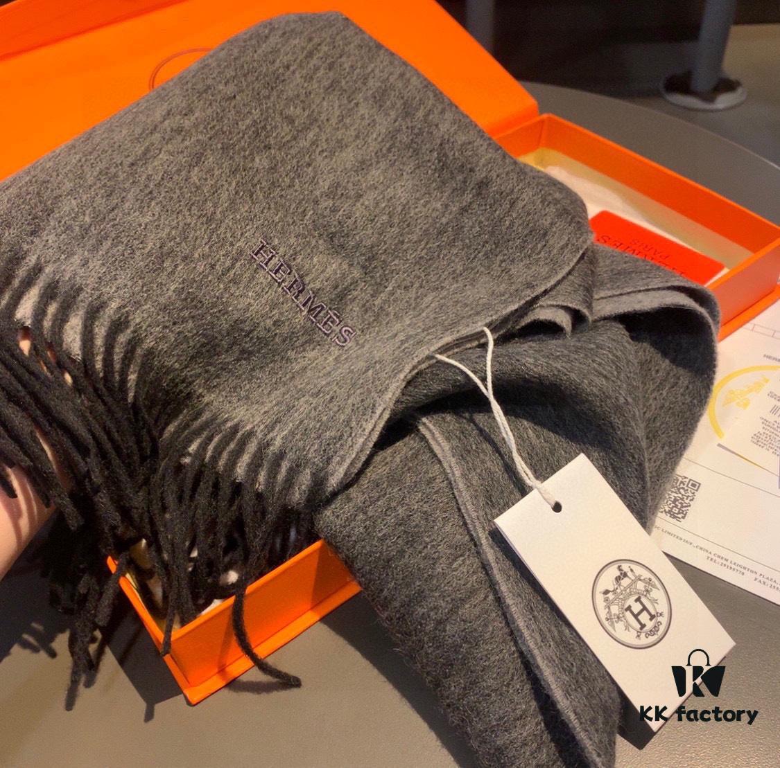 HERMES Scarf, Genuine Cashmere Shawl for Men and Women, Double-Sided Ultrafine Mongolian Cashmere, Handcrafted with Luxurious Softness and Elegant Embossing