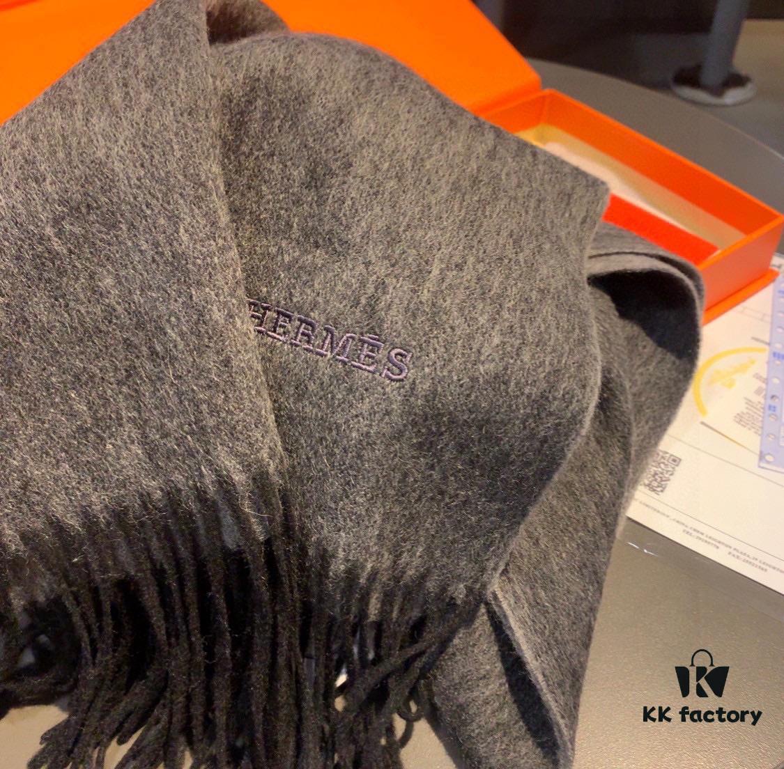 HERMES Scarf, Genuine Cashmere Shawl for Men and Women, Double-Sided Ultrafine Mongolian Cashmere, Handcrafted with Luxurious Softness and Elegant Embossing