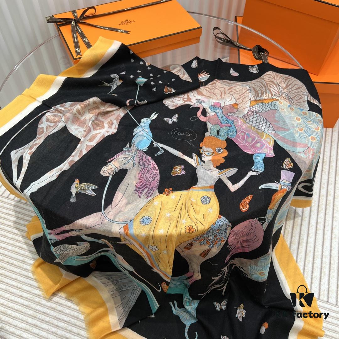 Hermès 1:1 Pattern Cashmere Scarf – Authentic 300-Thread Pure Cashmere, Upgraded Fabric, 100*200 cm, In Stock in Three Colors