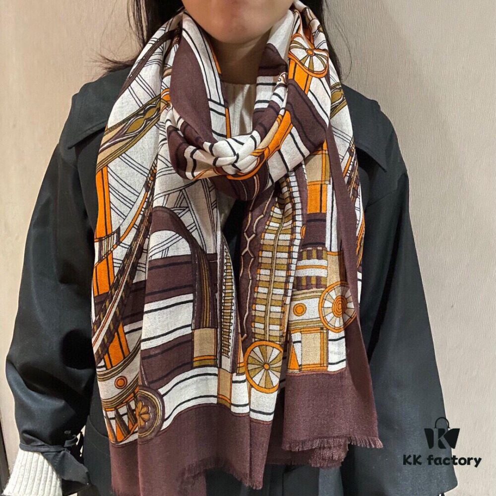 Luxury Cashmere Scarf - Limited Edition Hermes-Inspired Print, 100% Premium Cashmere, Exclusive Release