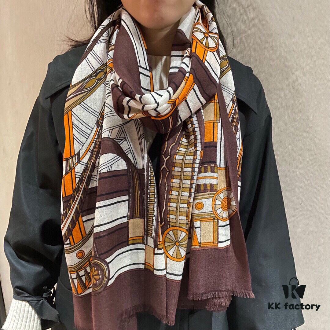 Luxury Cashmere Scarf - Limited Edition Hermes-Inspired Print, 100% Premium Cashmere, Exclusive Release