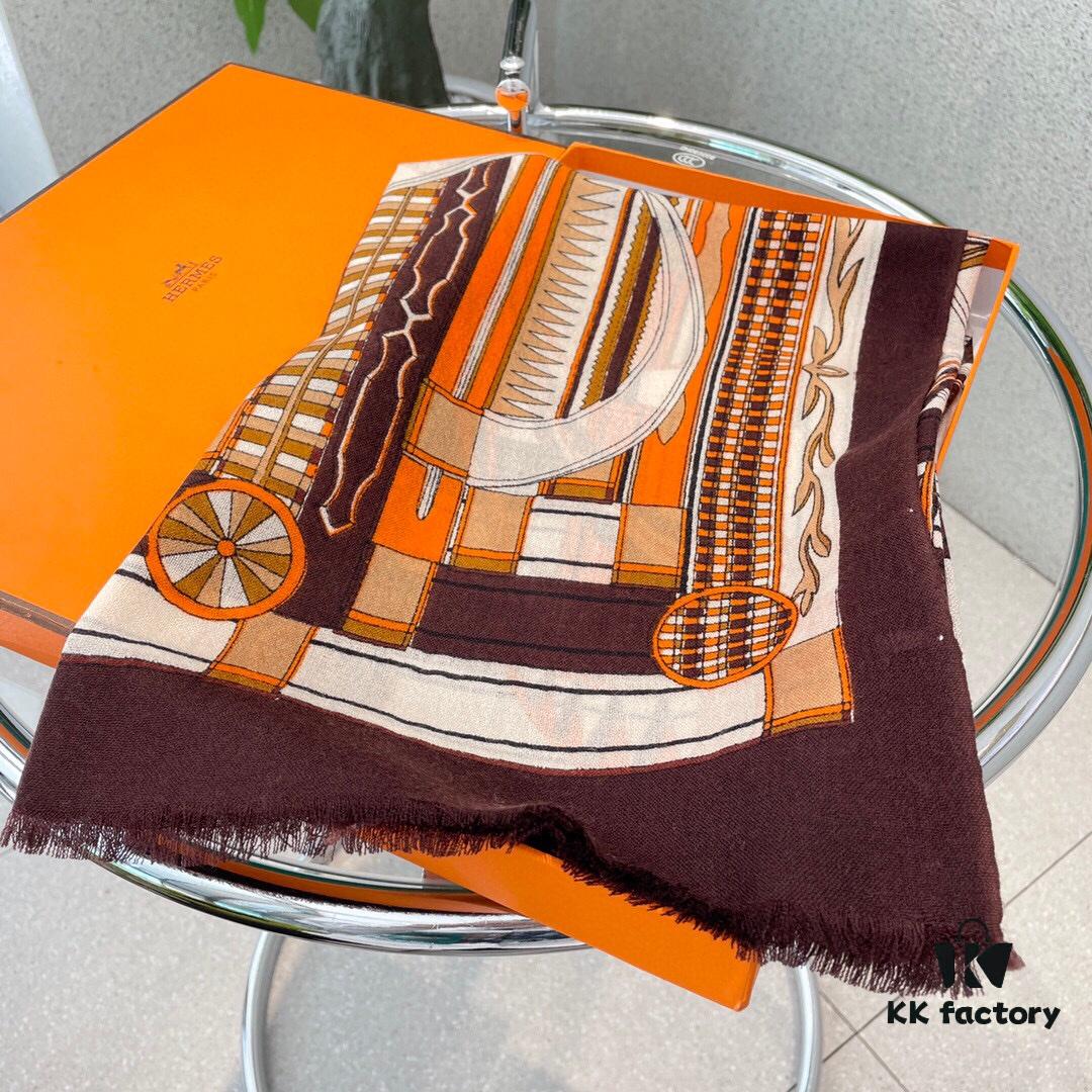 Luxury Cashmere Scarf - Limited Edition Hermes-Inspired Print, 100% Premium Cashmere, Exclusive Release
