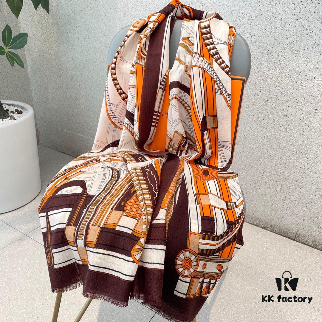 Luxury Cashmere Scarf - Limited Edition Hermes-Inspired Print, 100% Premium Cashmere, Exclusive Release