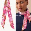 New Arrival, 'Bingata' Red Pattern Dyed Hermès Heavyweight Twill Silk Twilly Scarf, Authentic Edition, Counter Synchronized