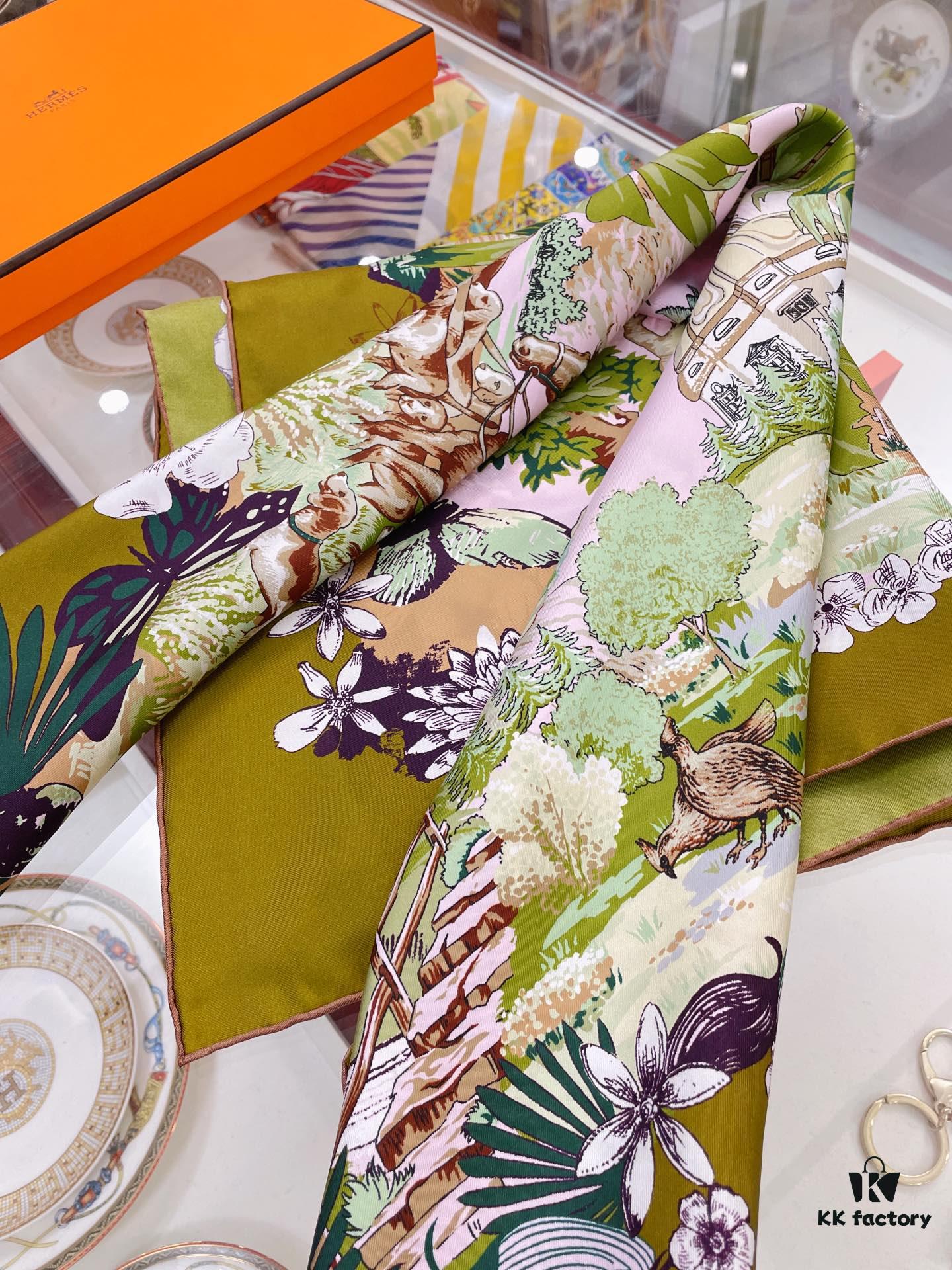 Hermes New Arrival! Exquisite Colorway, Ultimate Elegance in Twill Silk Scarf