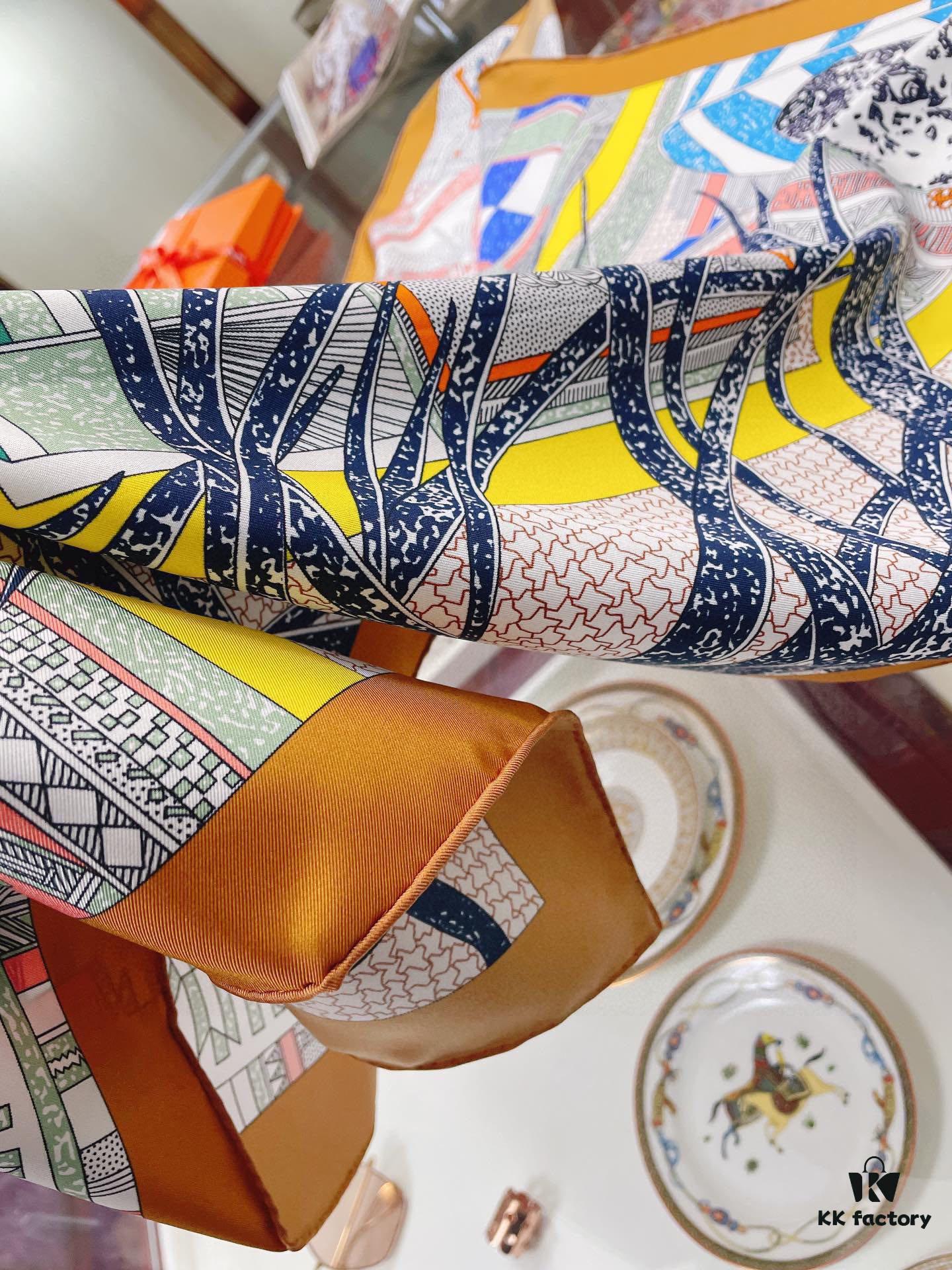 Italian Holiday 90 - Premium Silk Square Scarf, 100% High-Grade Twill Silk, 90cm x 90cm