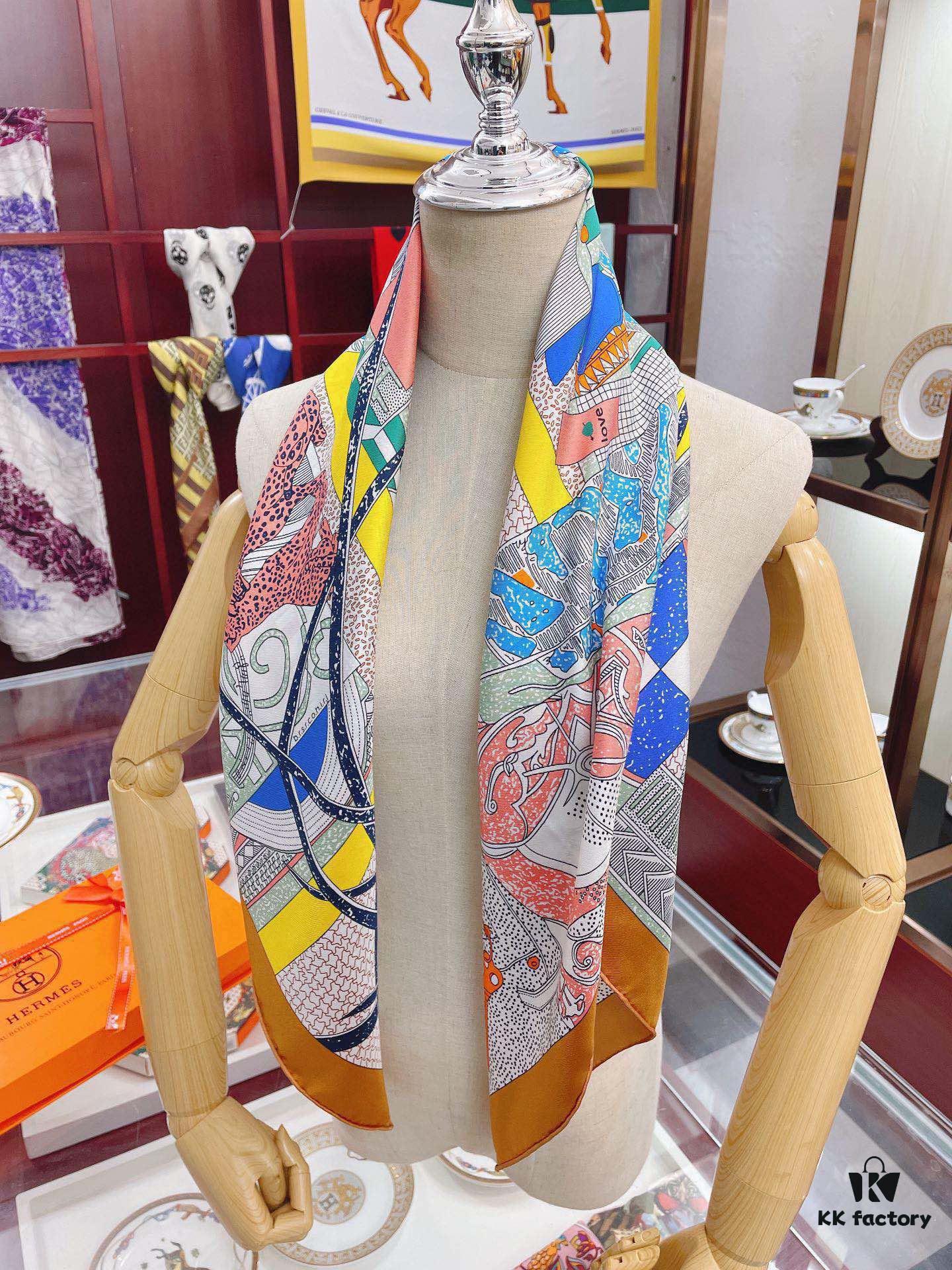 Italian Holiday 90 - Premium Silk Square Scarf, 100% High-Grade Twill Silk, 90cm x 90cm