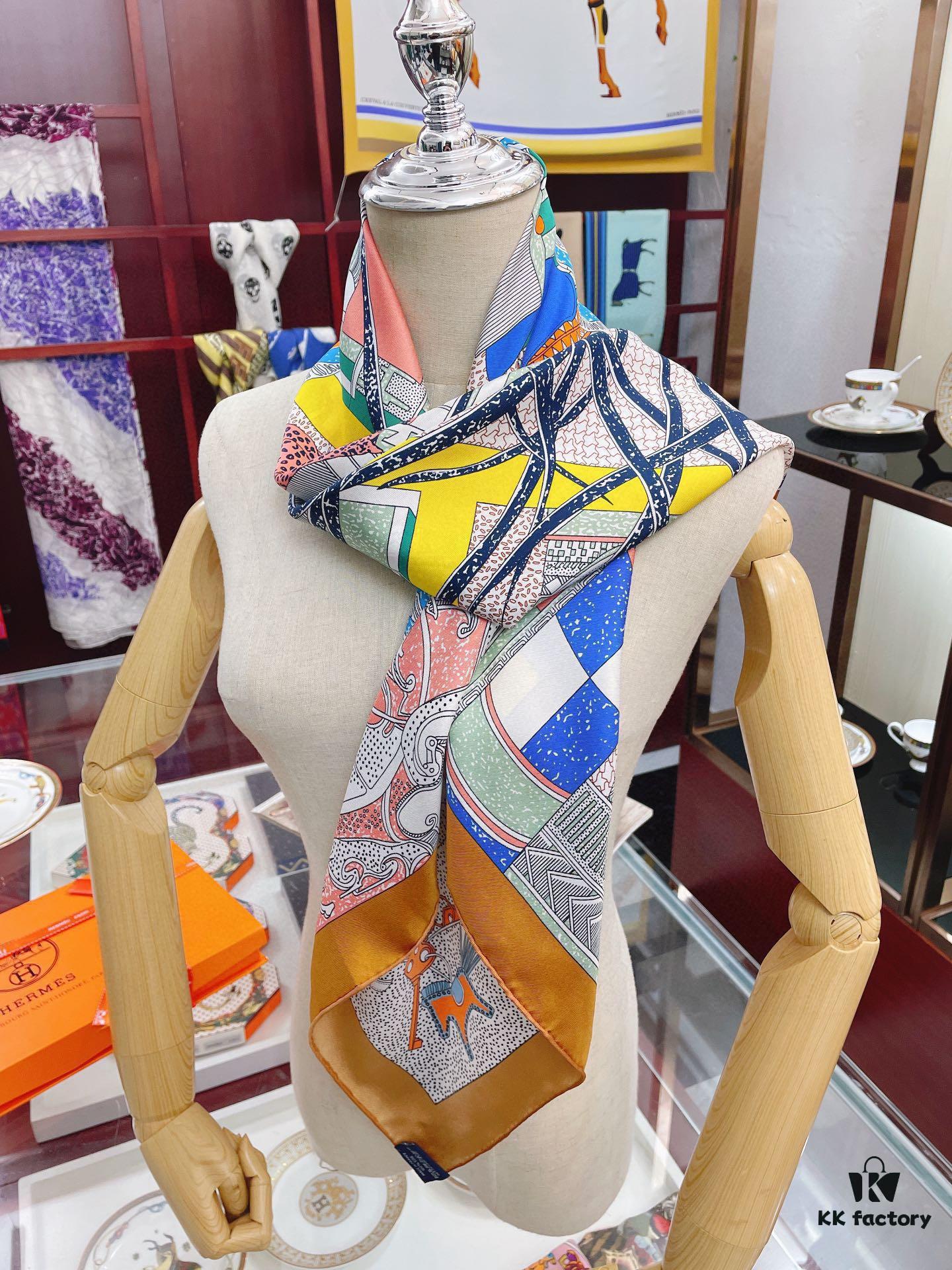 Italian Holiday 90 - Premium Silk Square Scarf, 100% High-Grade Twill Silk, 90cm x 90cm