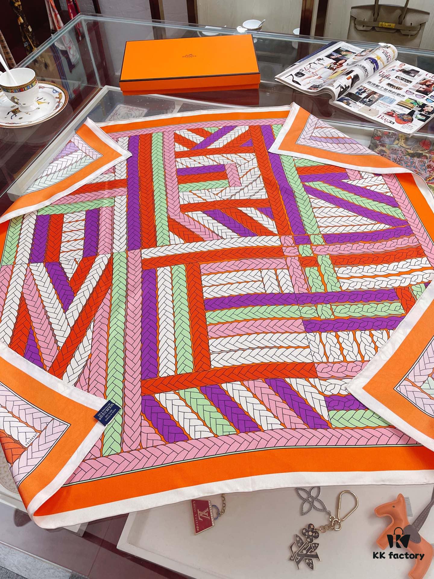 Abstract Logo 90 Silk Scarf - New Arrival, 100% Twill Silk, Premium Craftsmanship, Luxurious and Stylish