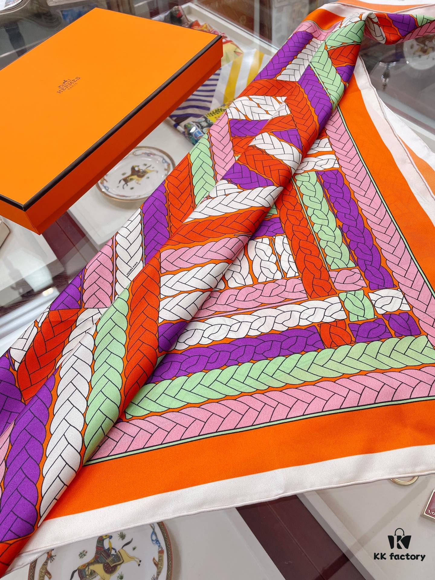 Abstract Logo 90 Silk Scarf - New Arrival, 100% Twill Silk, Premium Craftsmanship, Luxurious and Stylish