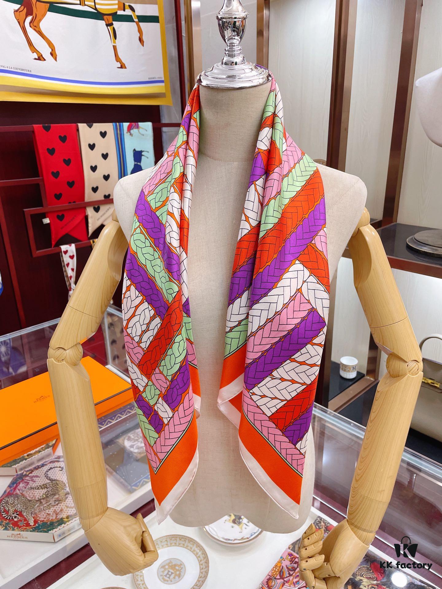 Abstract Logo 90 Silk Scarf - New Arrival, 100% Twill Silk, Premium Craftsmanship, Luxurious and Stylish