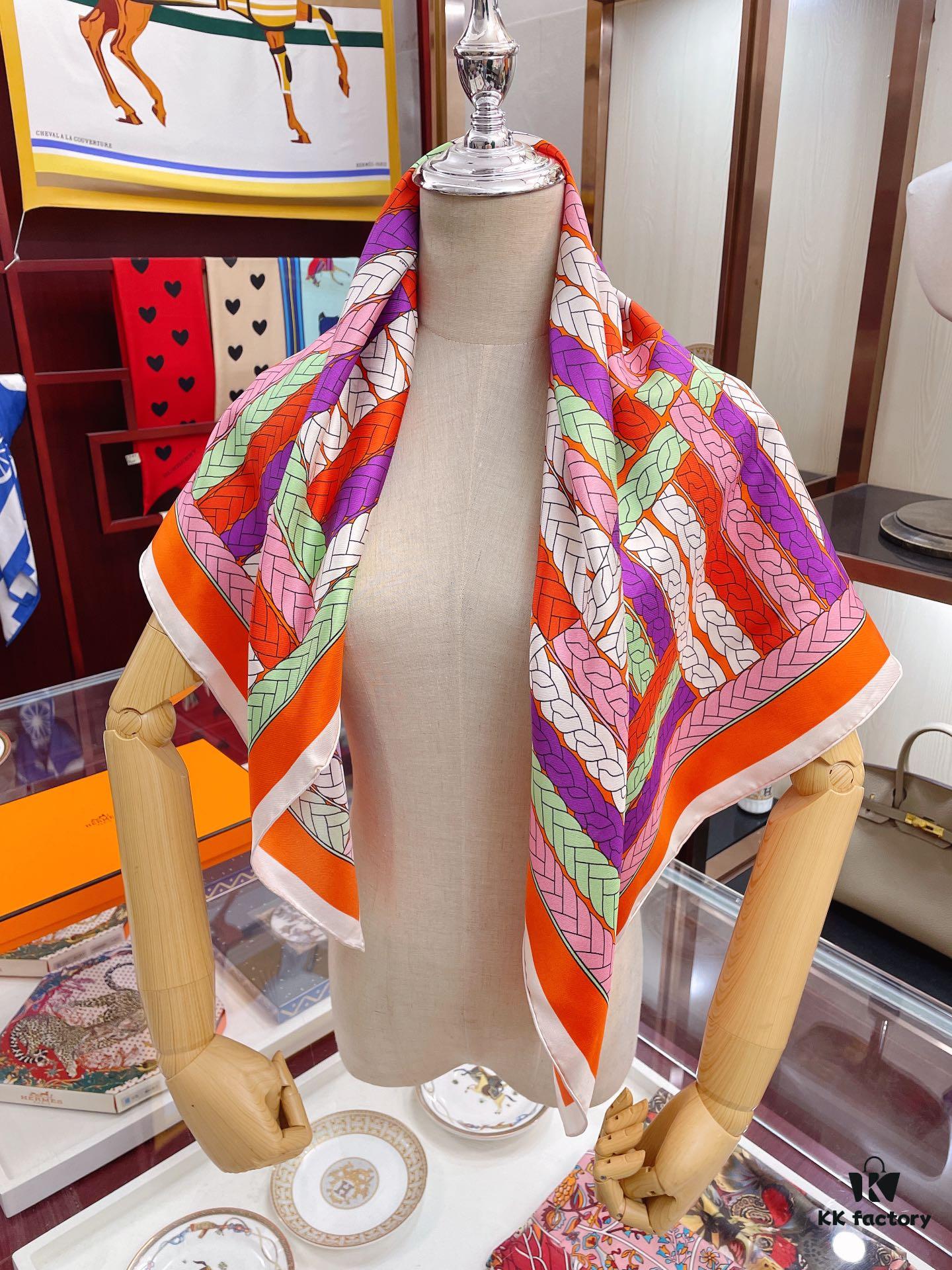 Abstract Logo 90 Silk Scarf - New Arrival, 100% Twill Silk, Premium Craftsmanship, Luxurious and Stylish