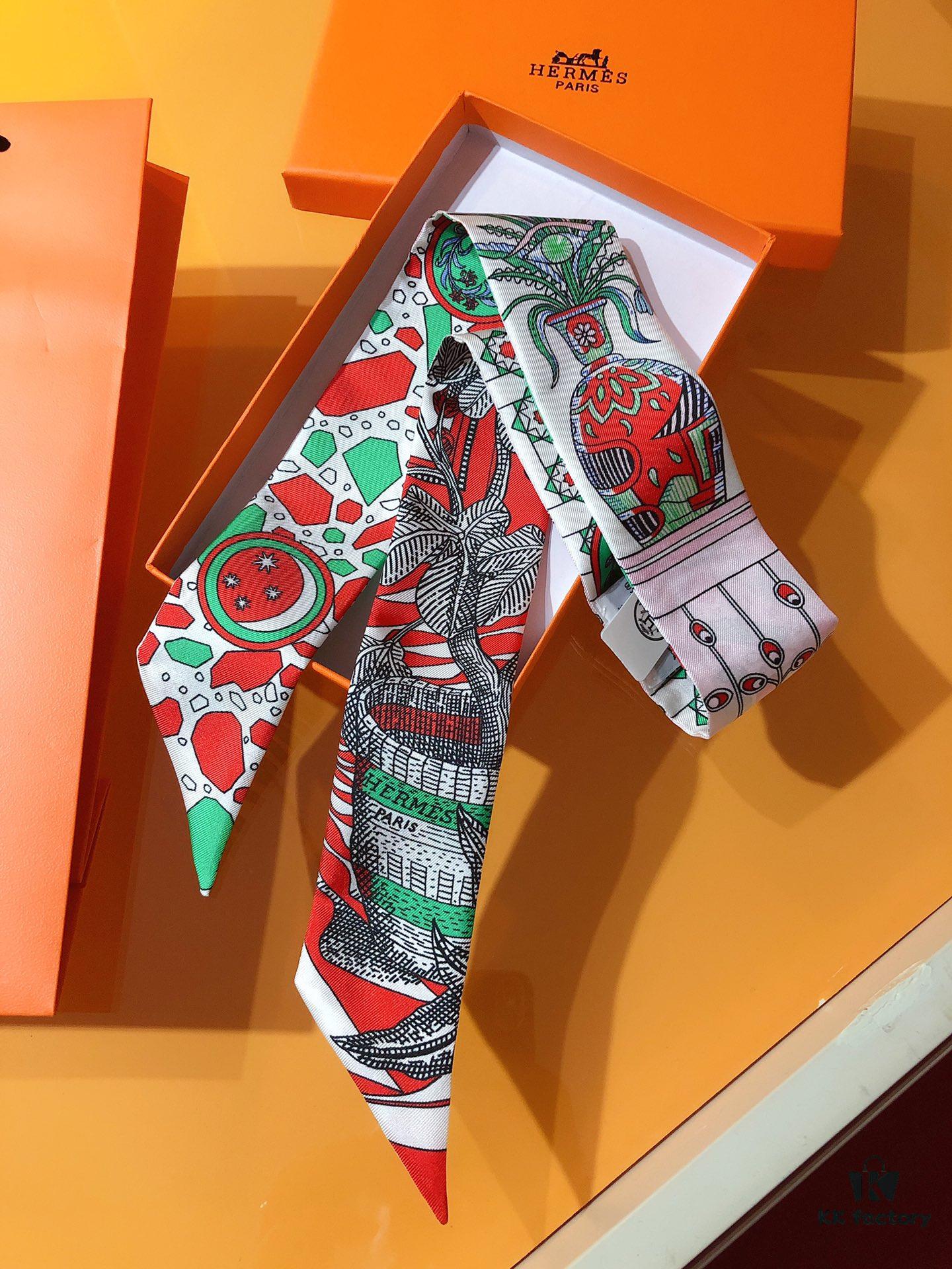 Hermès ‼️ 'Dance of the Lady Knight' Twilly Silk Scarf – A Fusion of Myth and Modern Style