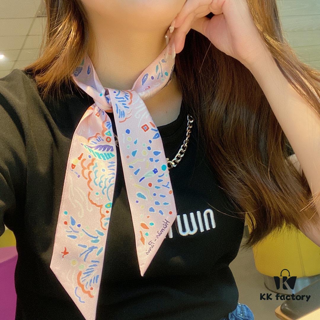 Hermès, Island of Spring, Twill Silk Scarf (100% Mulberry Silk)