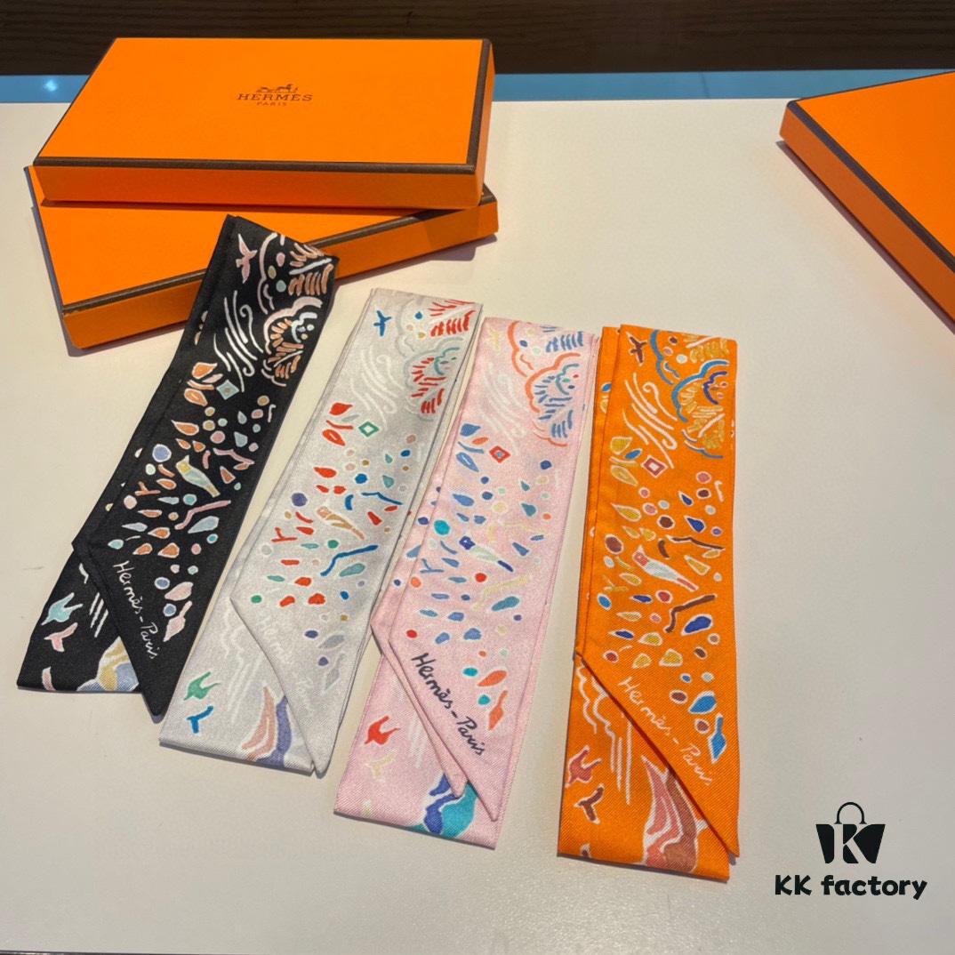 Hermès, Island of Spring, Twill Silk Scarf (100% Mulberry Silk)