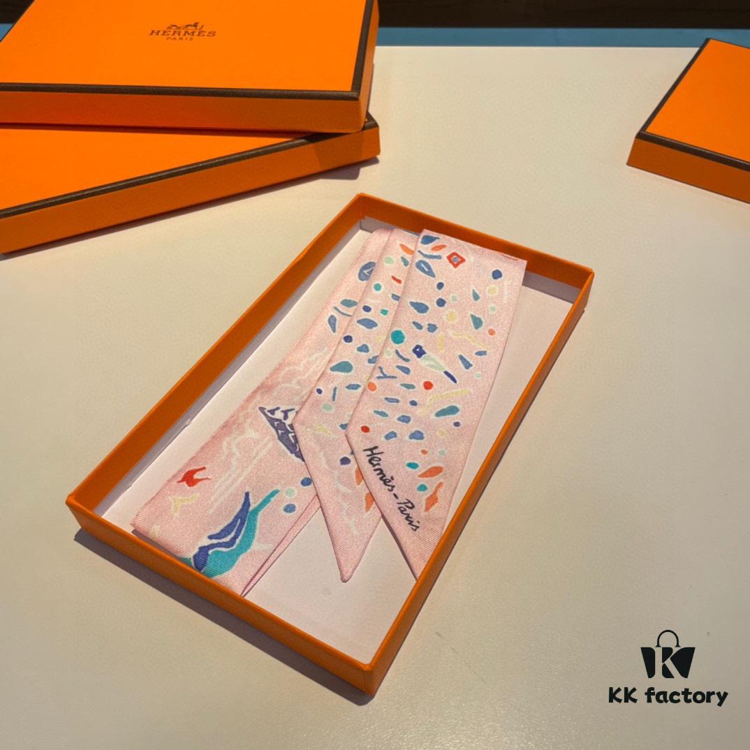 Hermès, Island of Spring, Twill Silk Scarf (100% Mulberry Silk)