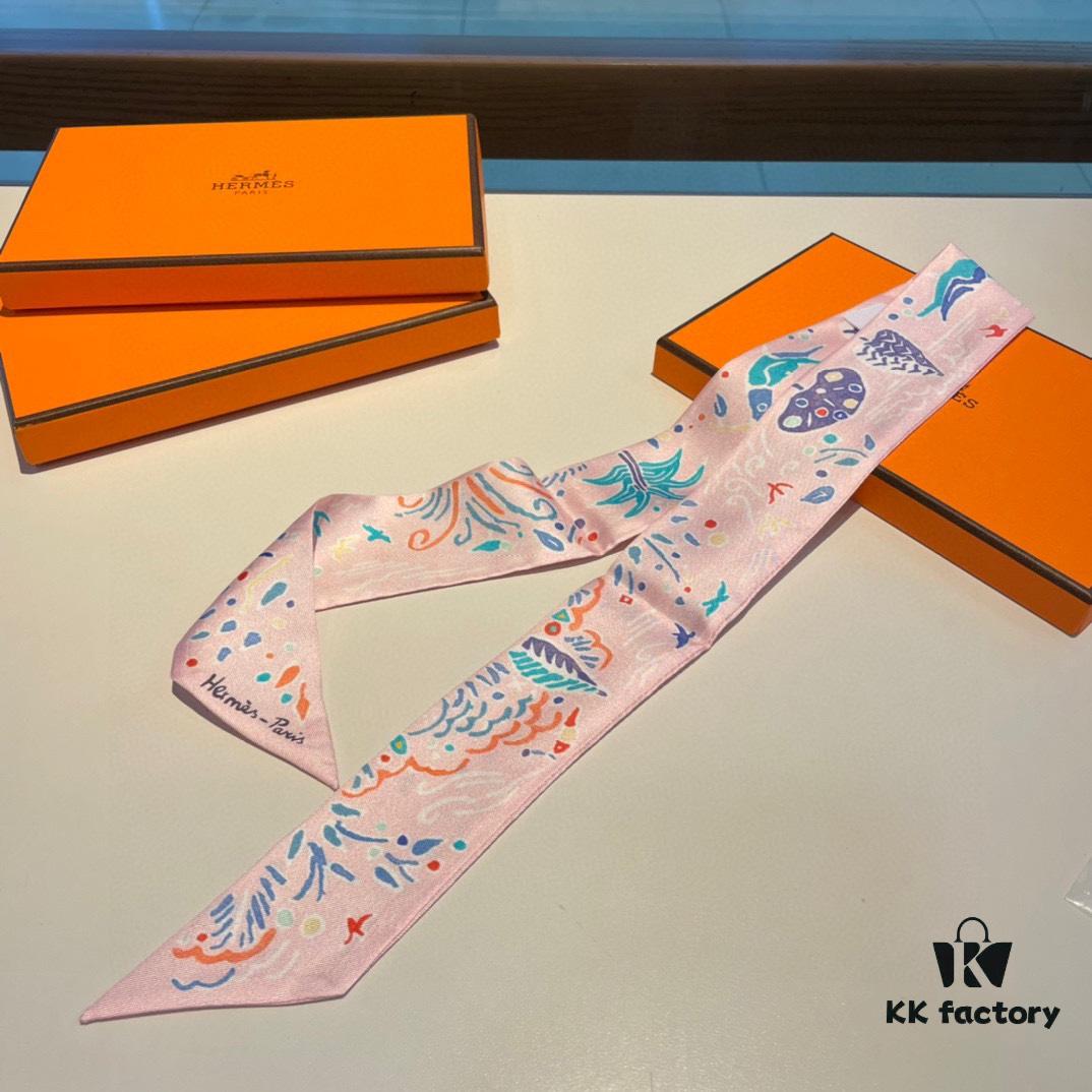 Hermès, Island of Spring, Twill Silk Scarf (100% Mulberry Silk)