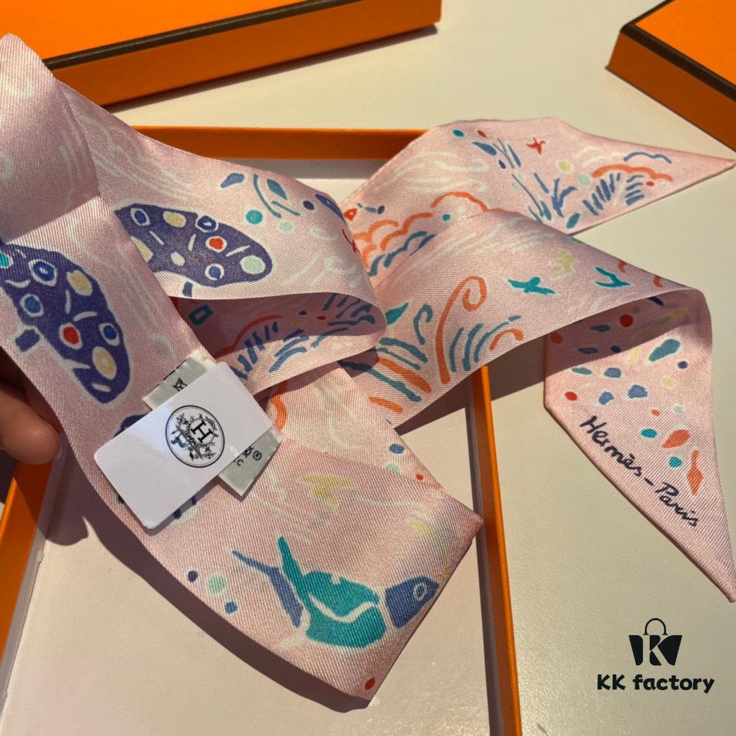 Hermès, Island of Spring, Twill Silk Scarf (100% Mulberry Silk)