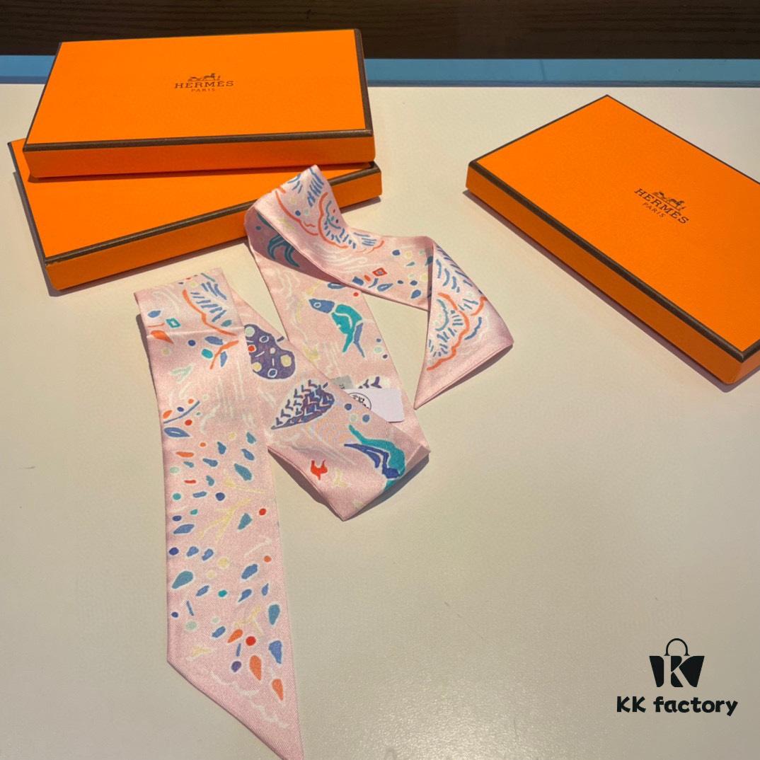 Hermès, Island of Spring, Twill Silk Scarf (100% Mulberry Silk)