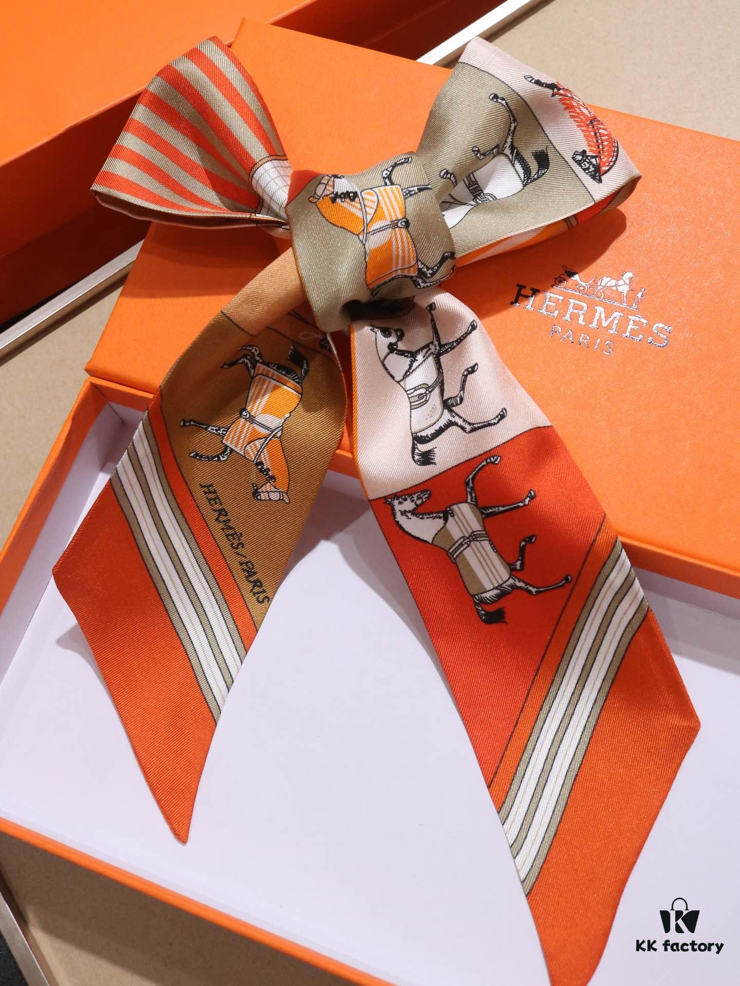 Counter Synchronized‼️ Hermès New Collection Silk Ribbon‼️ Top-Quality Twill Silk with Ultra-Fine Printing and Crystal-Clear Details, Perfect for Gifting or Personal Use 🎁