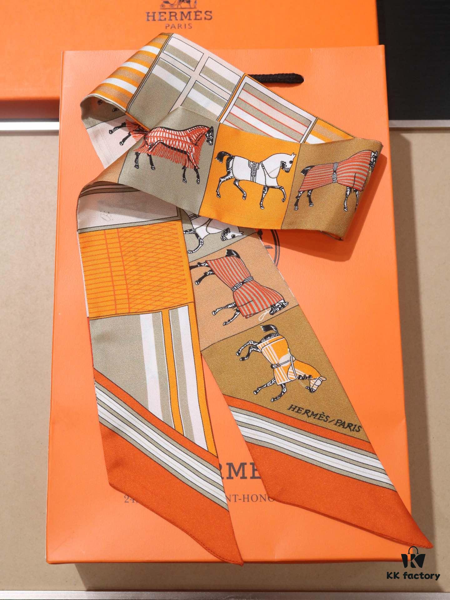 Counter Synchronized‼️ Hermès New Collection Silk Ribbon‼️ Top-Quality Twill Silk with Ultra-Fine Printing and Crystal-Clear Details, Perfect for Gifting or Personal Use 🎁