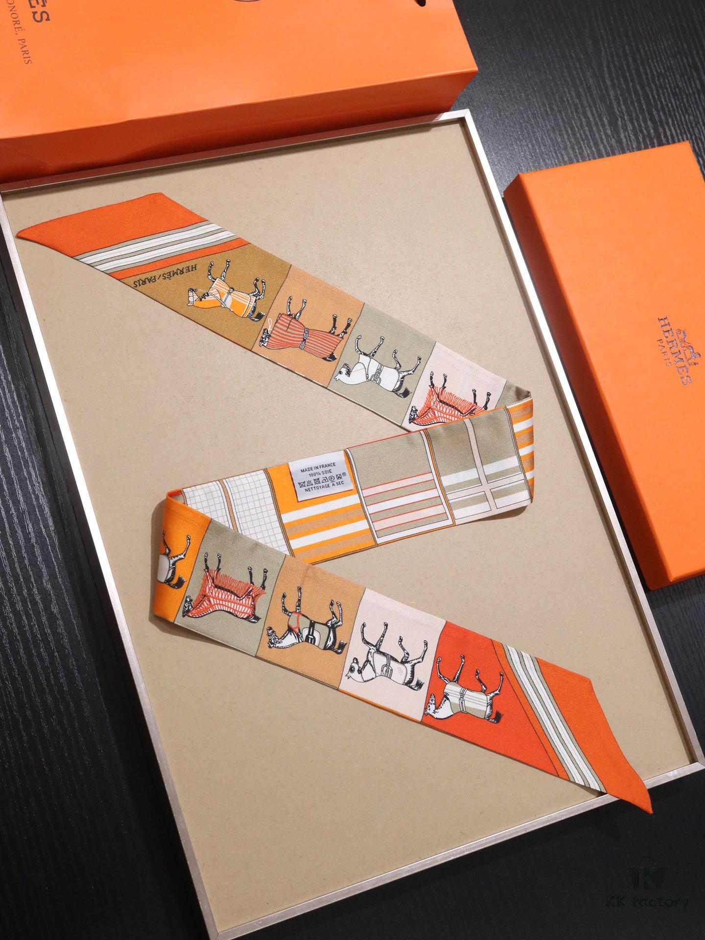 Counter Synchronized‼️ Hermès New Collection Silk Ribbon‼️ Top-Quality Twill Silk with Ultra-Fine Printing and Crystal-Clear Details, Perfect for Gifting or Personal Use 🎁