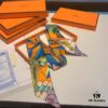 Hermes Branch Song Small Silk Scarf with Packaging, Soft and Skin-Friendly, Stylish Design, Multi-Purpose Use as Hairband, Bag Accessory, or Neck Ribbon, 85×6cm Fringe