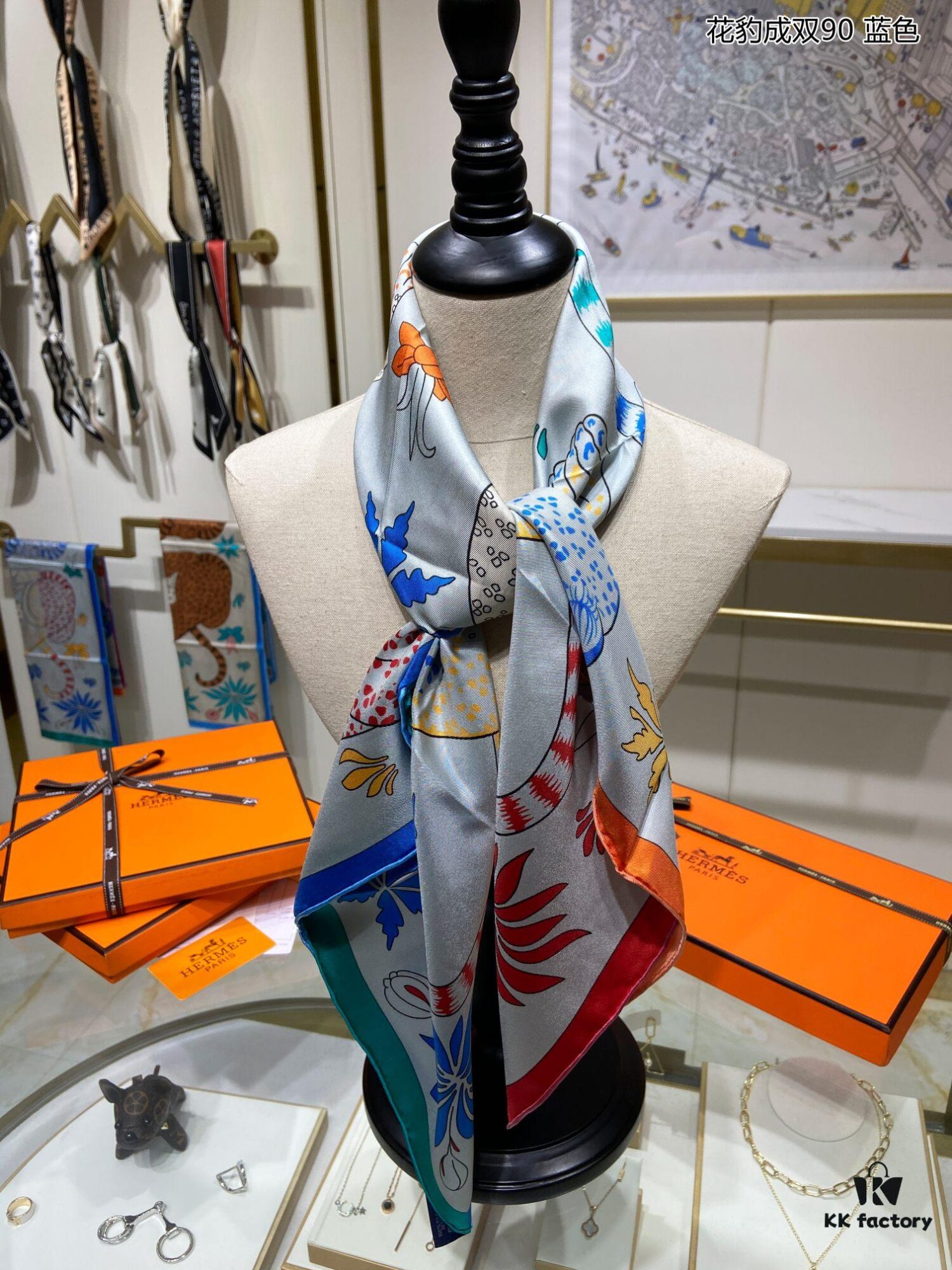 Beautifully Crafted 'Pair of Leopards 90' Pure Silk Scarf, Top-Tier Artisanry, Exceptional Value