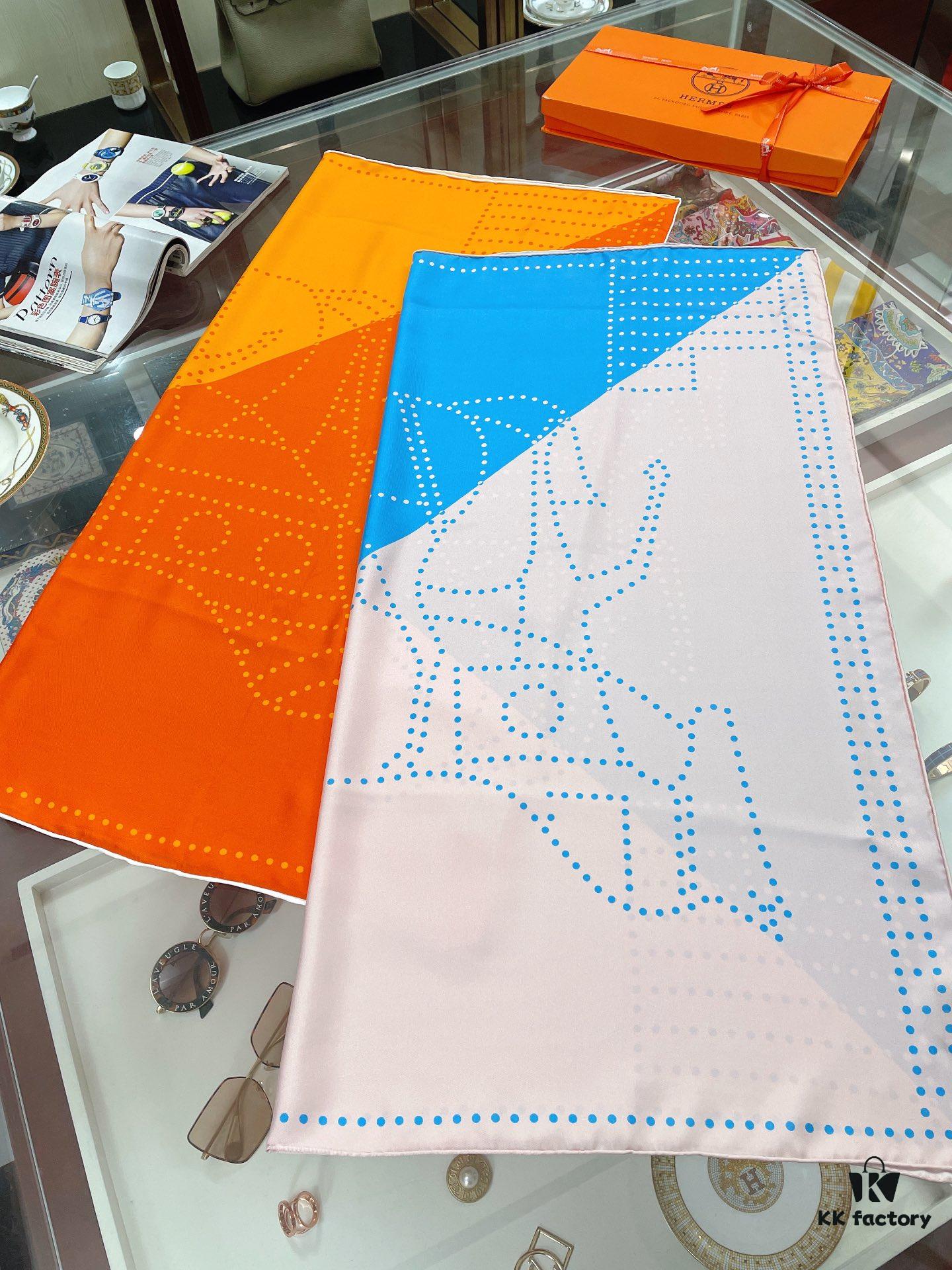 Hermès 2022 New Arrival 'Polka Dot Color-Block Warhorse' Scarf