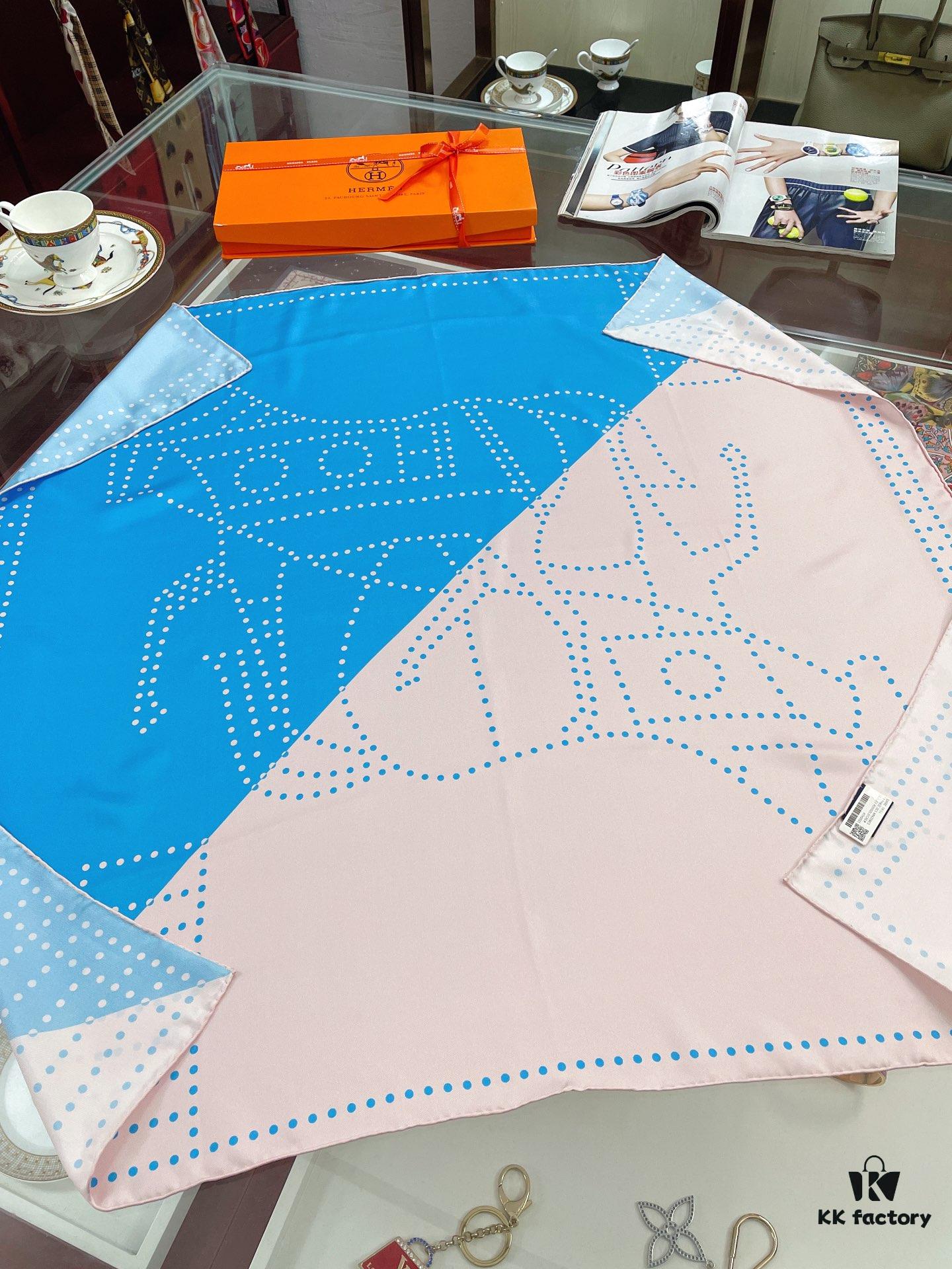 Hermès 2022 New Arrival 'Polka Dot Color-Block Warhorse' Scarf