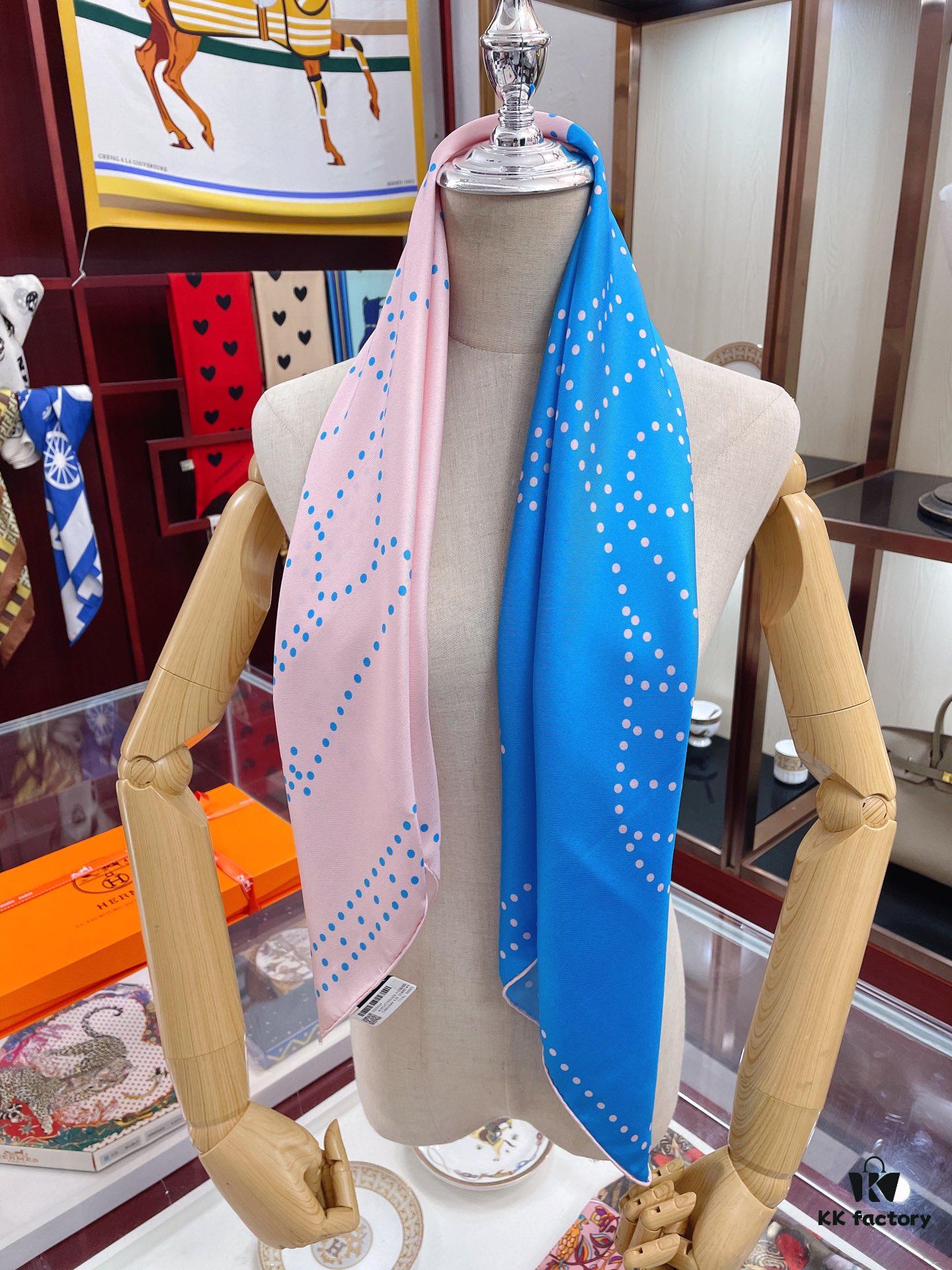 Hermès 2022 New Arrival 'Polka Dot Color-Block Warhorse' Scarf