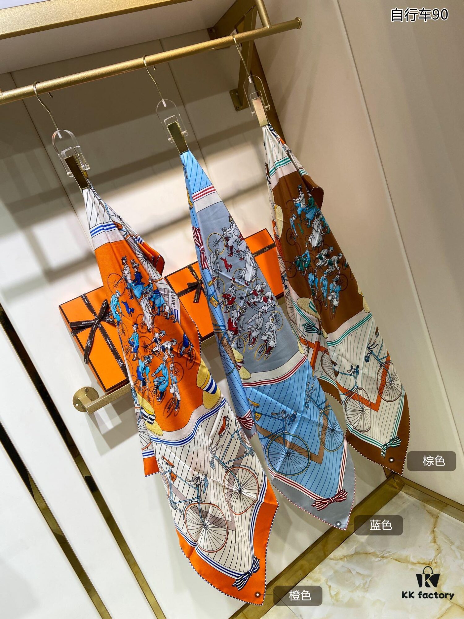 Bicycle 90 Silk Scarf, 100% Twill Silk, 90cm*90cm, Top Craftsmanship Design, Highly Valued by Customers