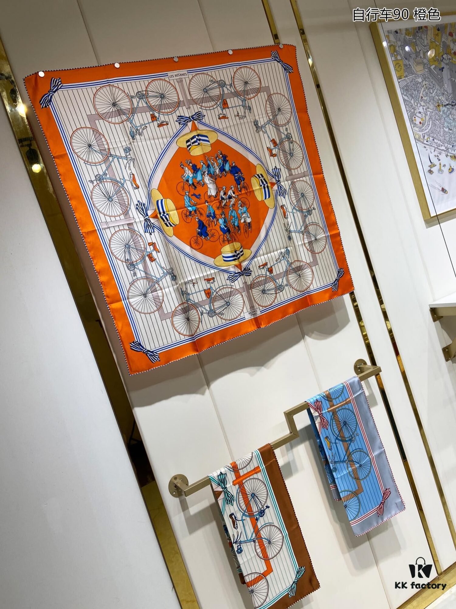 Bicycle 90 Silk Scarf, 100% Twill Silk, 90cm*90cm, Top Craftsmanship Design, Highly Valued by Customers