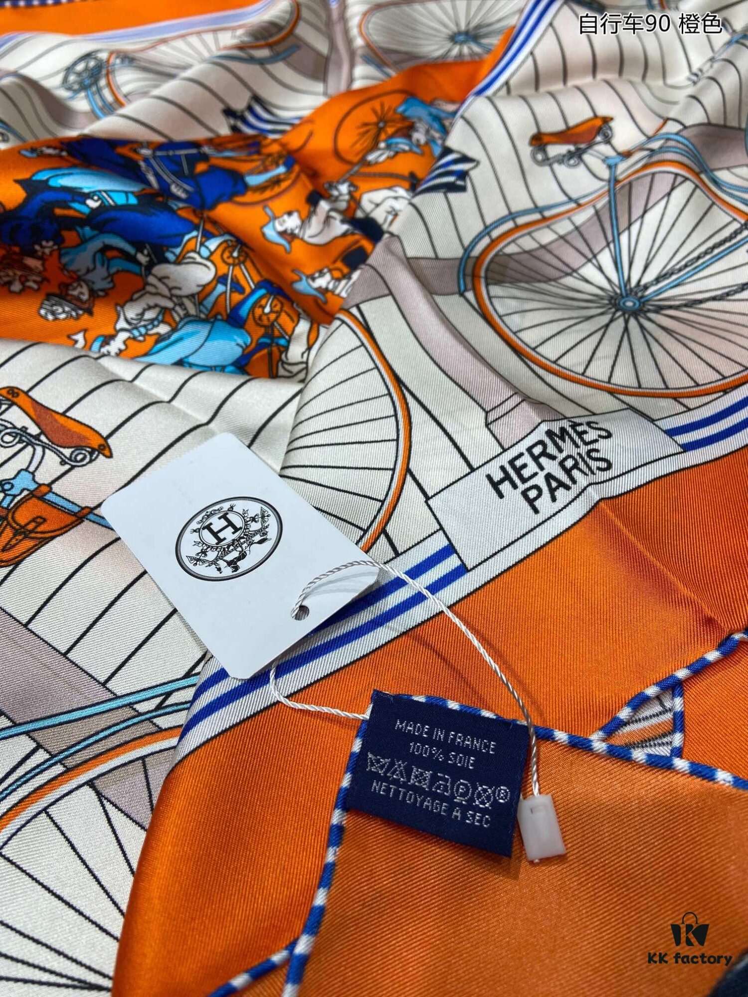 Bicycle 90 Silk Scarf, 100% Twill Silk, 90cm*90cm, Top Craftsmanship Design, Highly Valued by Customers