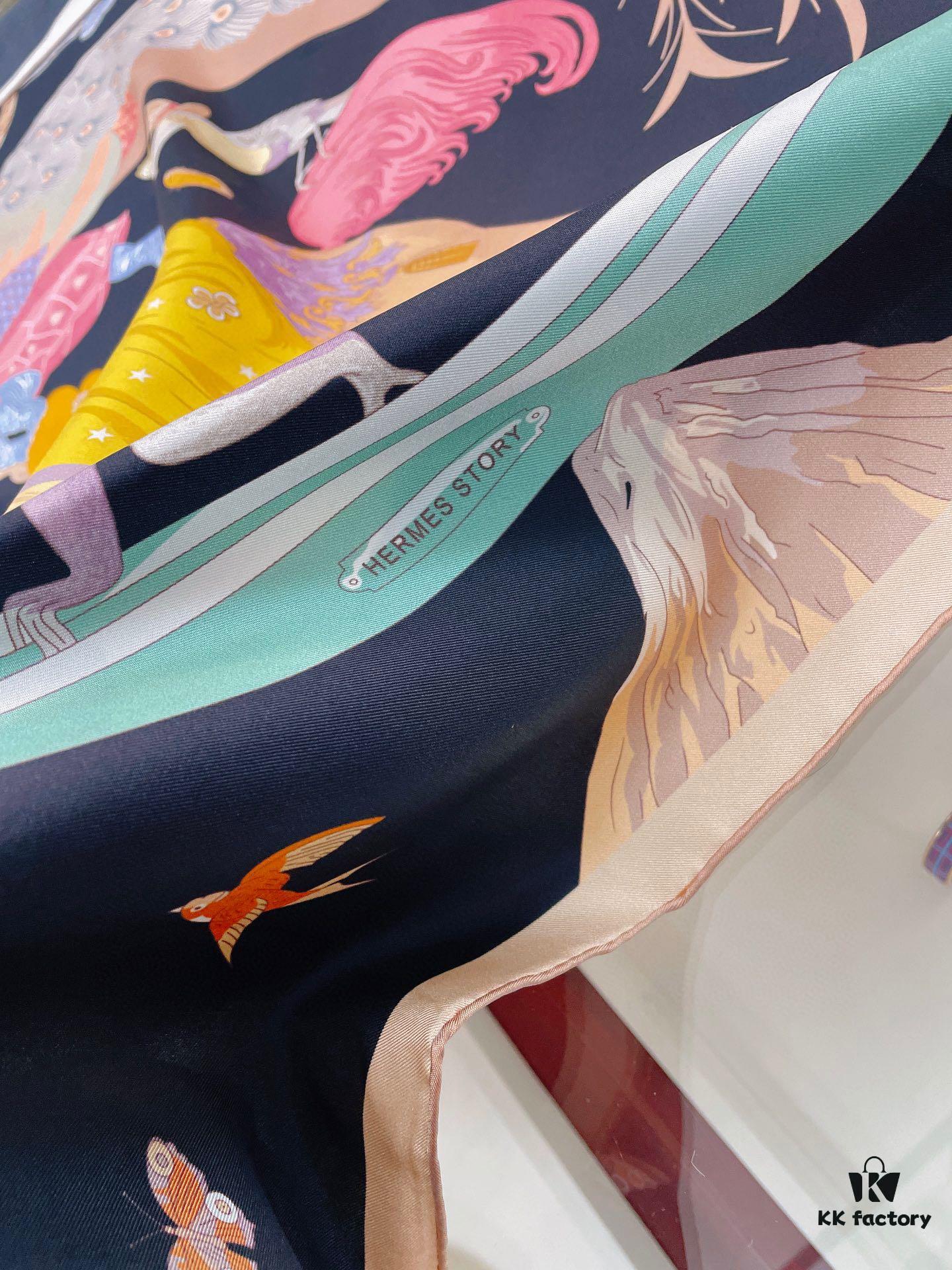 Hermès-style Silk Square Scarf, 100% Premium Twill Silk, 90cm x 90cm, Top Craftsmanship, Exceptional Value