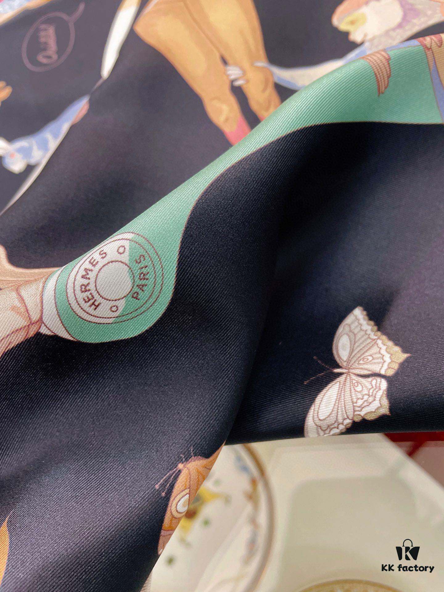 Hermès-style Silk Square Scarf, 100% Premium Twill Silk, 90cm x 90cm, Top Craftsmanship, Exceptional Value