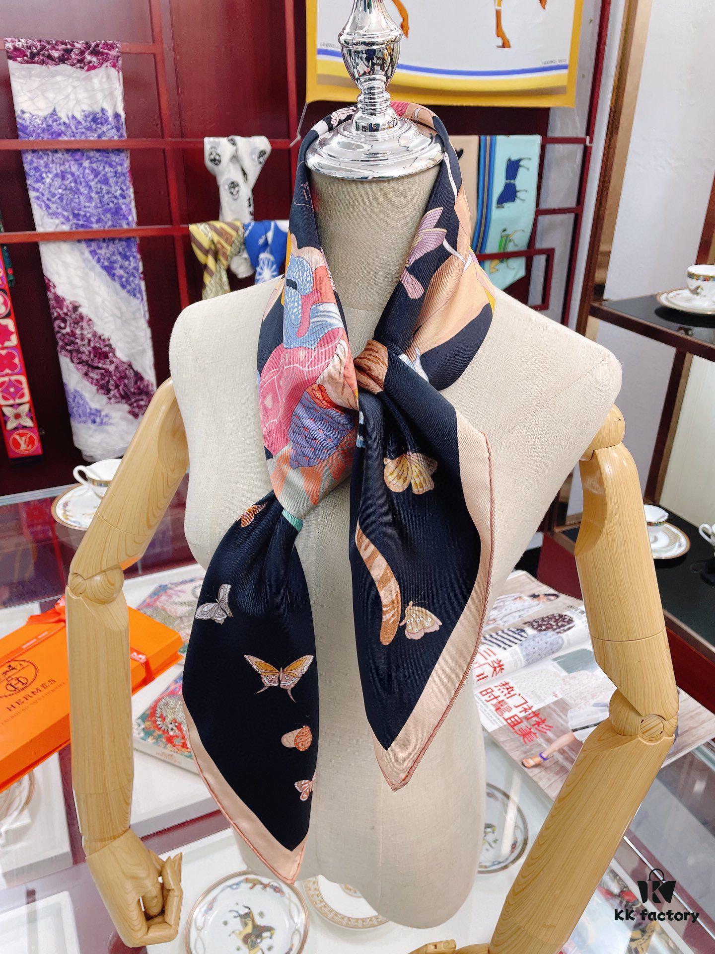 Hermès-style Silk Square Scarf, 100% Premium Twill Silk, 90cm x 90cm, Top Craftsmanship, Exceptional Value