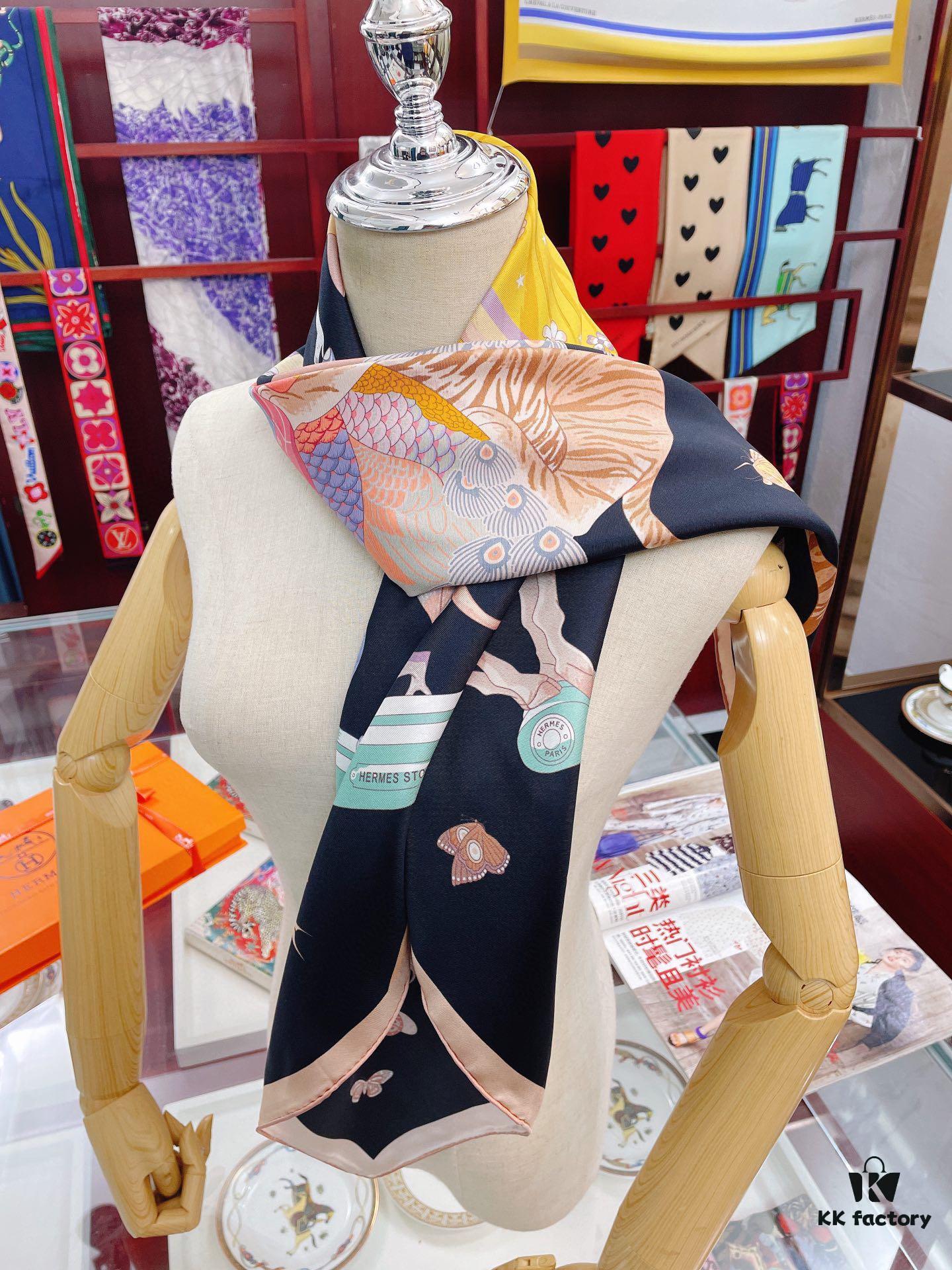 Hermès-style Silk Square Scarf, 100% Premium Twill Silk, 90cm x 90cm, Top Craftsmanship, Exceptional Value