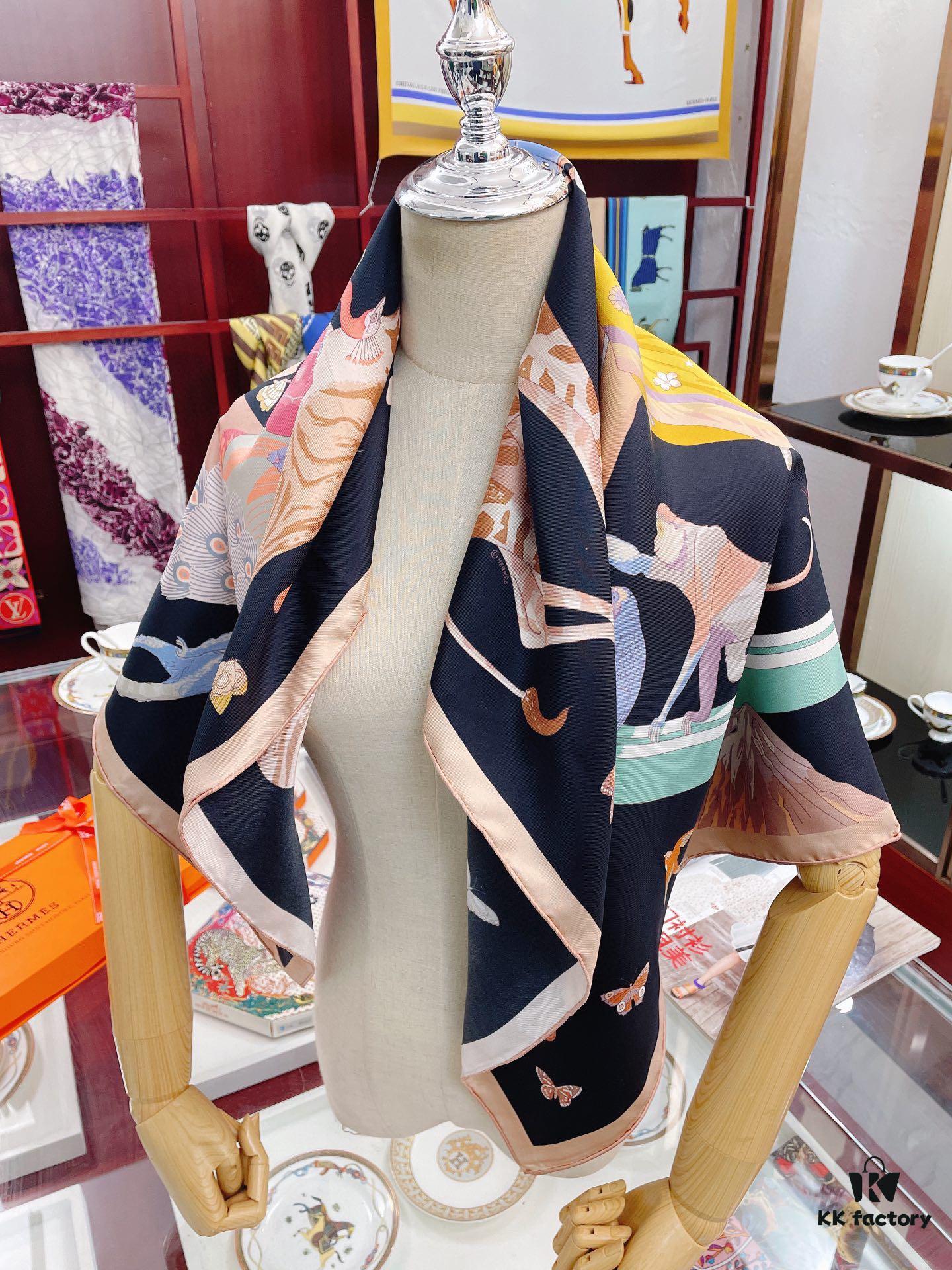 Hermès-style Silk Square Scarf, 100% Premium Twill Silk, 90cm x 90cm, Top Craftsmanship, Exceptional Value