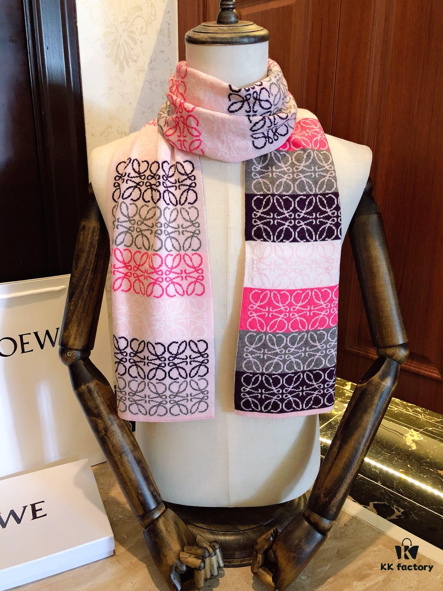 LOEWE Men's Cashmere Knit Scarf, High-End Classic Design, Matches Store Version