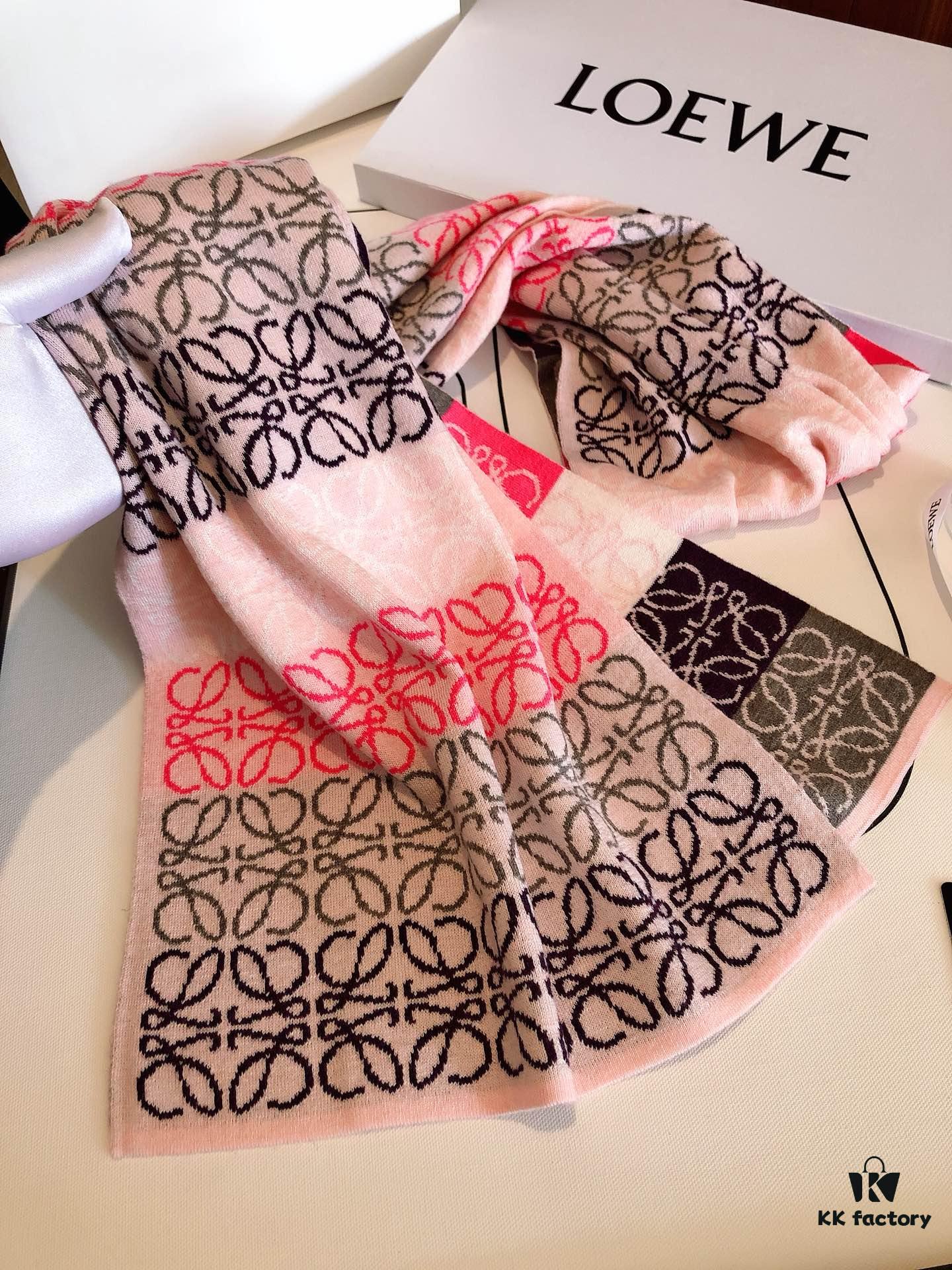 LOEWE Men's Cashmere Knit Scarf, High-End Classic Design, Matches Store Version