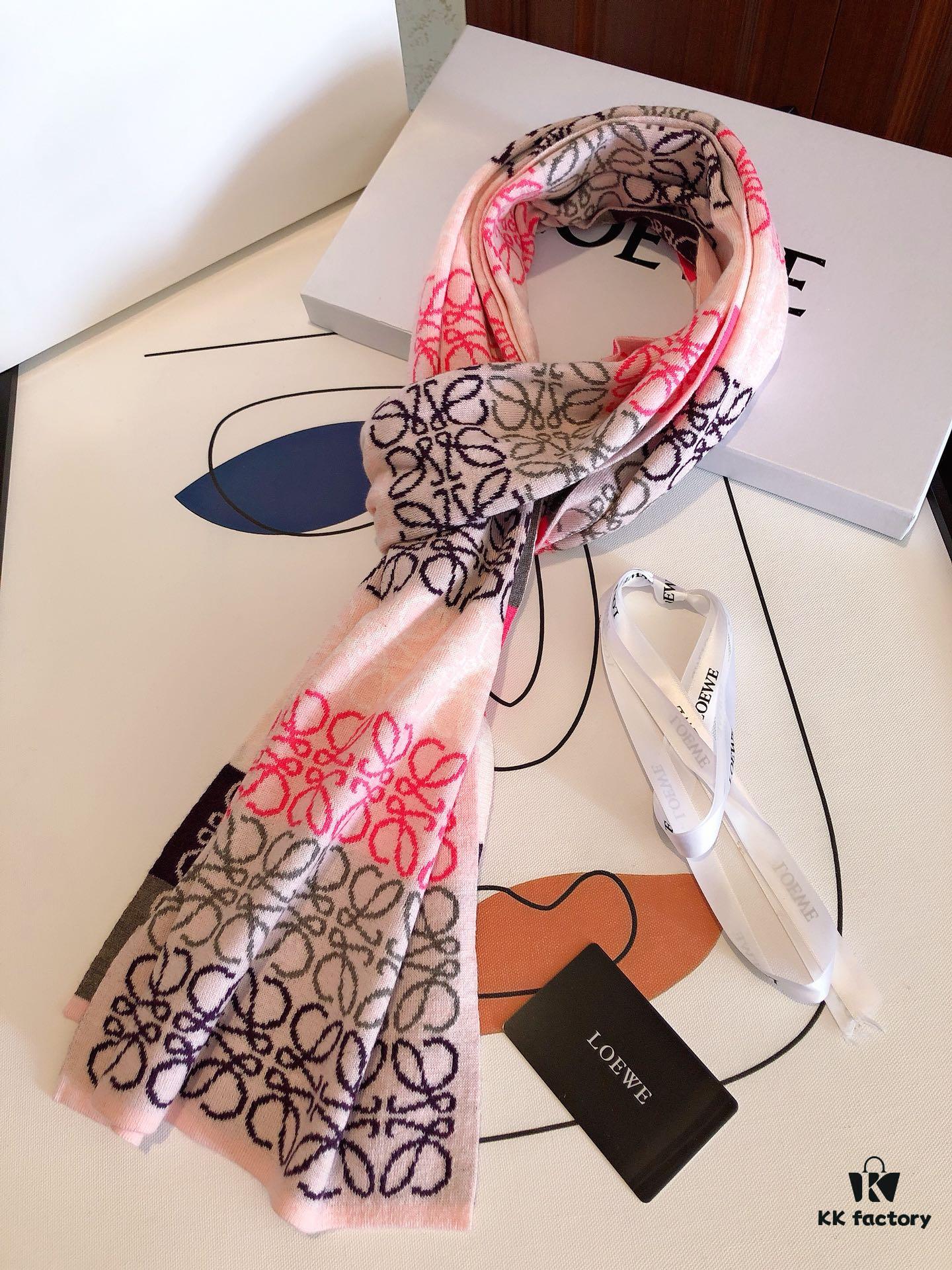 LOEWE Men's Cashmere Knit Scarf, High-End Classic Design, Matches Store Version