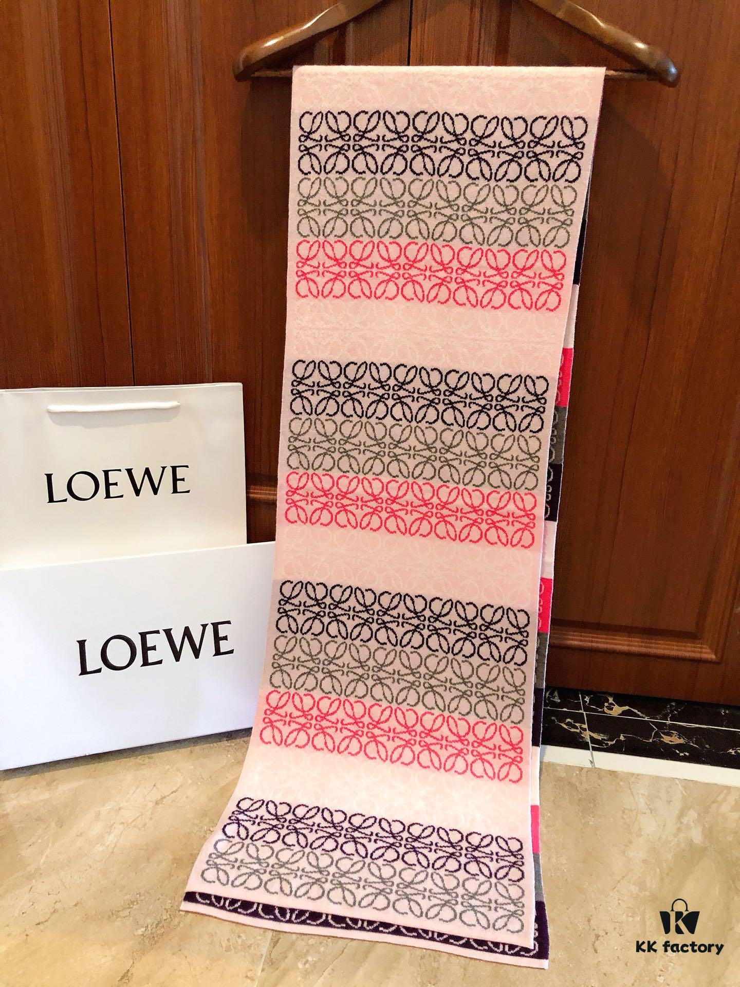 LOEWE Men's Cashmere Knit Scarf, High-End Classic Design, Matches Store Version