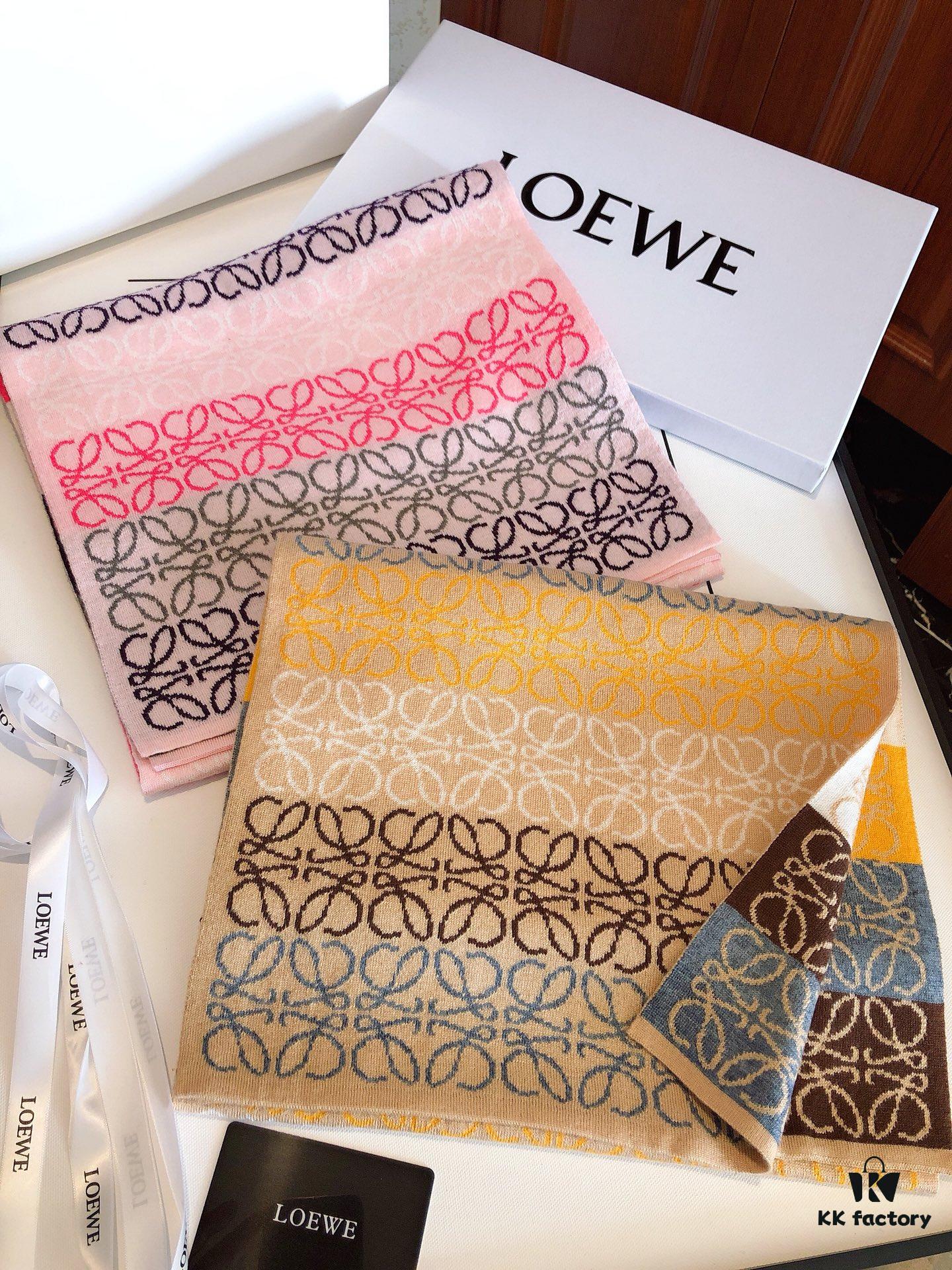 LOEWE Men's Cashmere Knit Scarf, High-End Classic Design, Matches Store Version