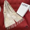 Bestseller LOEWE Unisex Bicolor Checkered Scarf Made Entirely of Anagram Pattern, Retro and Stylish with Super Soft and Comfortable Touch, 90% Wool 10% Cashmere, 40cm x 180cm