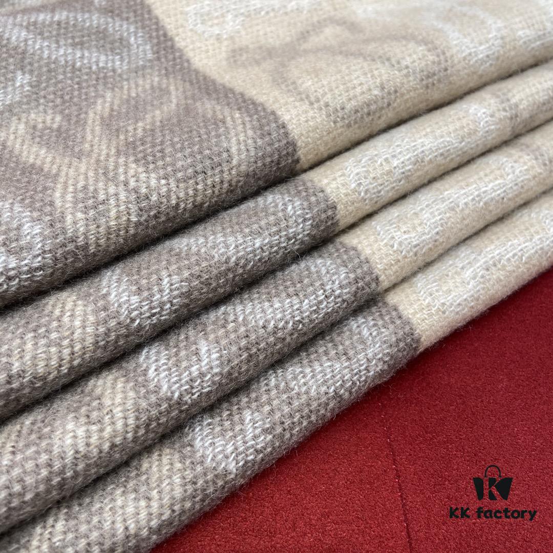 Bestseller LOEWE Unisex Bicolor Checkered Scarf Made Entirely of Anagram Pattern, Retro and Stylish with Super Soft and Comfortable Touch, 90% Wool 10% Cashmere, 40cm x 180cm