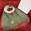 Light Green and Gray Patchwork LOEWE Classic Unisex Scarf – Winter Must-Have – 90% Wool and 10% Cashmere, Warm and Soft, 30x180CM