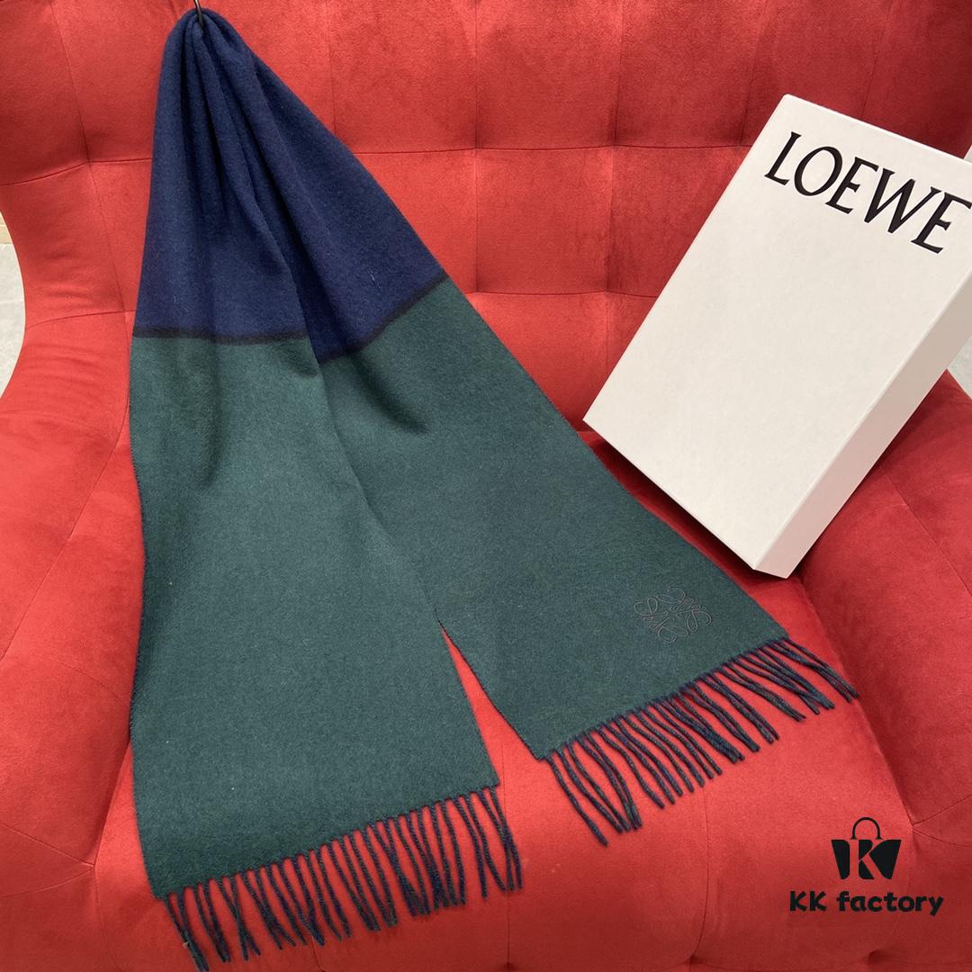 Emerald Green and Blue Combined LOEWE Classic Unisex Scarf – Winter Must-Have – 90% Wool and 10% Cashmere, Warm and Soft, 30*180CM