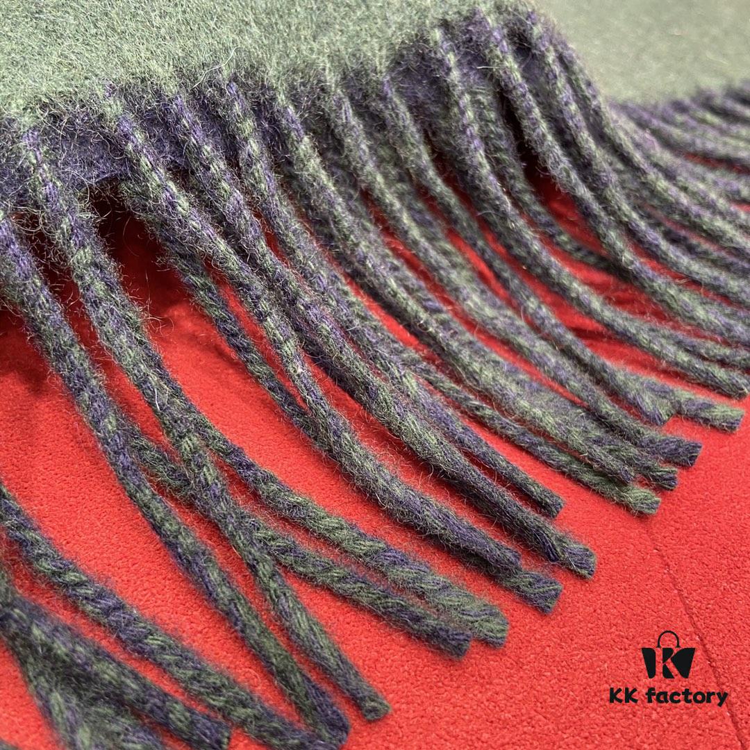 Emerald Green and Blue Combined LOEWE Classic Unisex Scarf – Winter Must-Have – 90% Wool and 10% Cashmere, Warm and Soft, 30*180CM