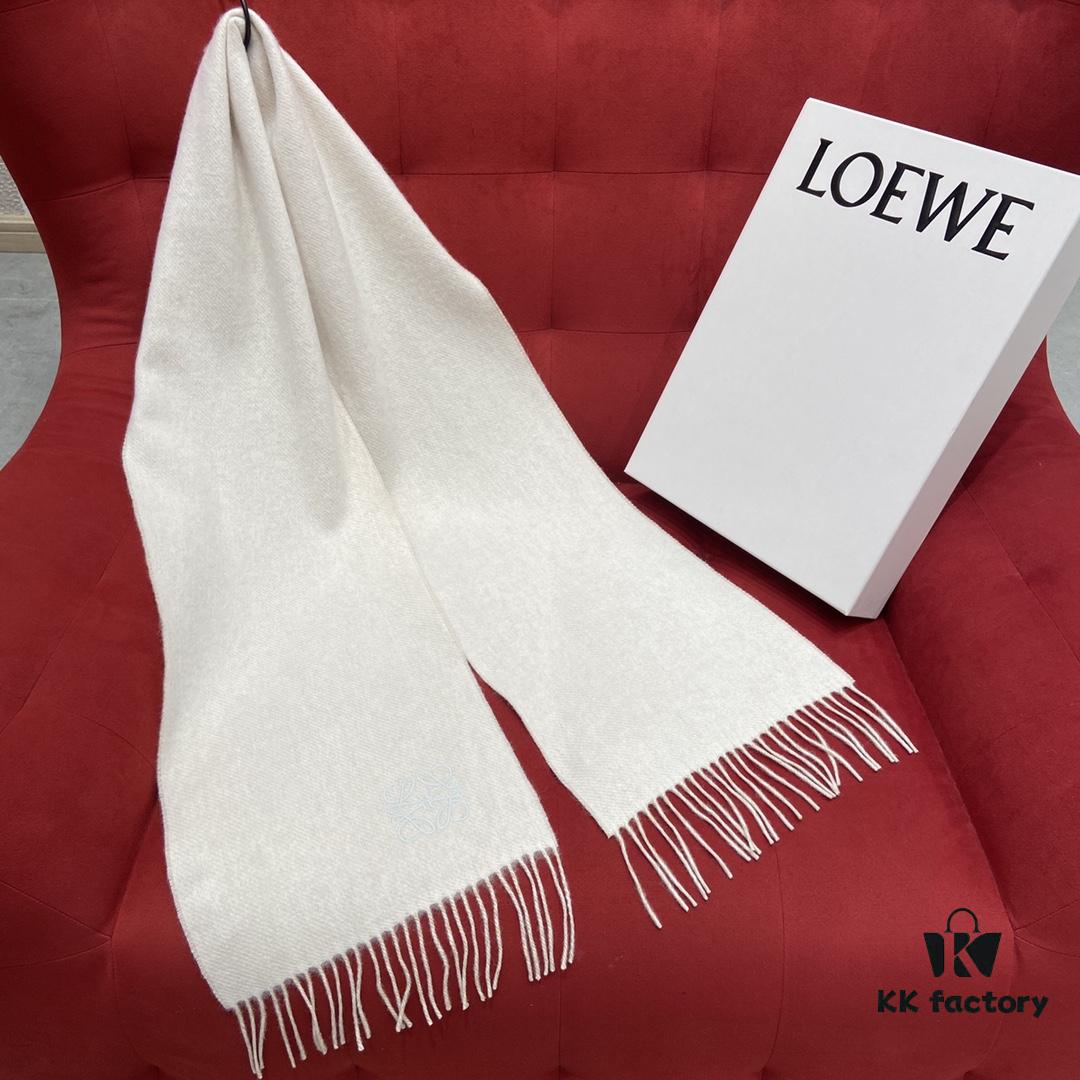 Beige LOEWE Classic Unisex Scarf – Winter Must-Have – 90% Wool 10% Cashmere, Warm and Soft, 30*180CM